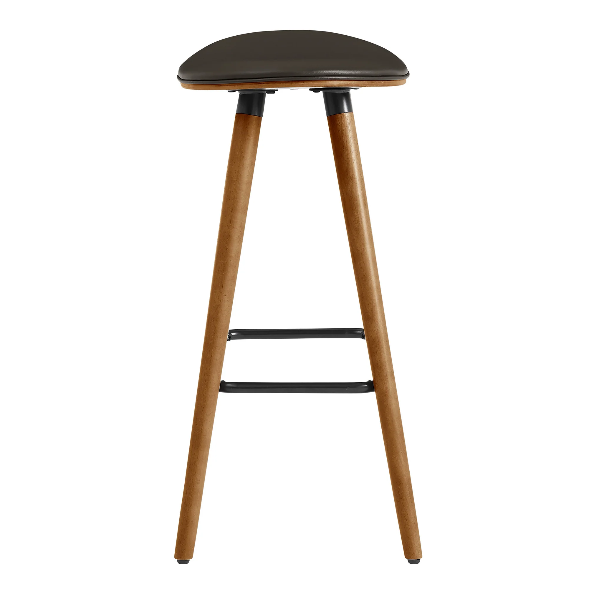 26" Brown Faux Leather Backless Wooden Bar Stool By Homeroots - Image 4