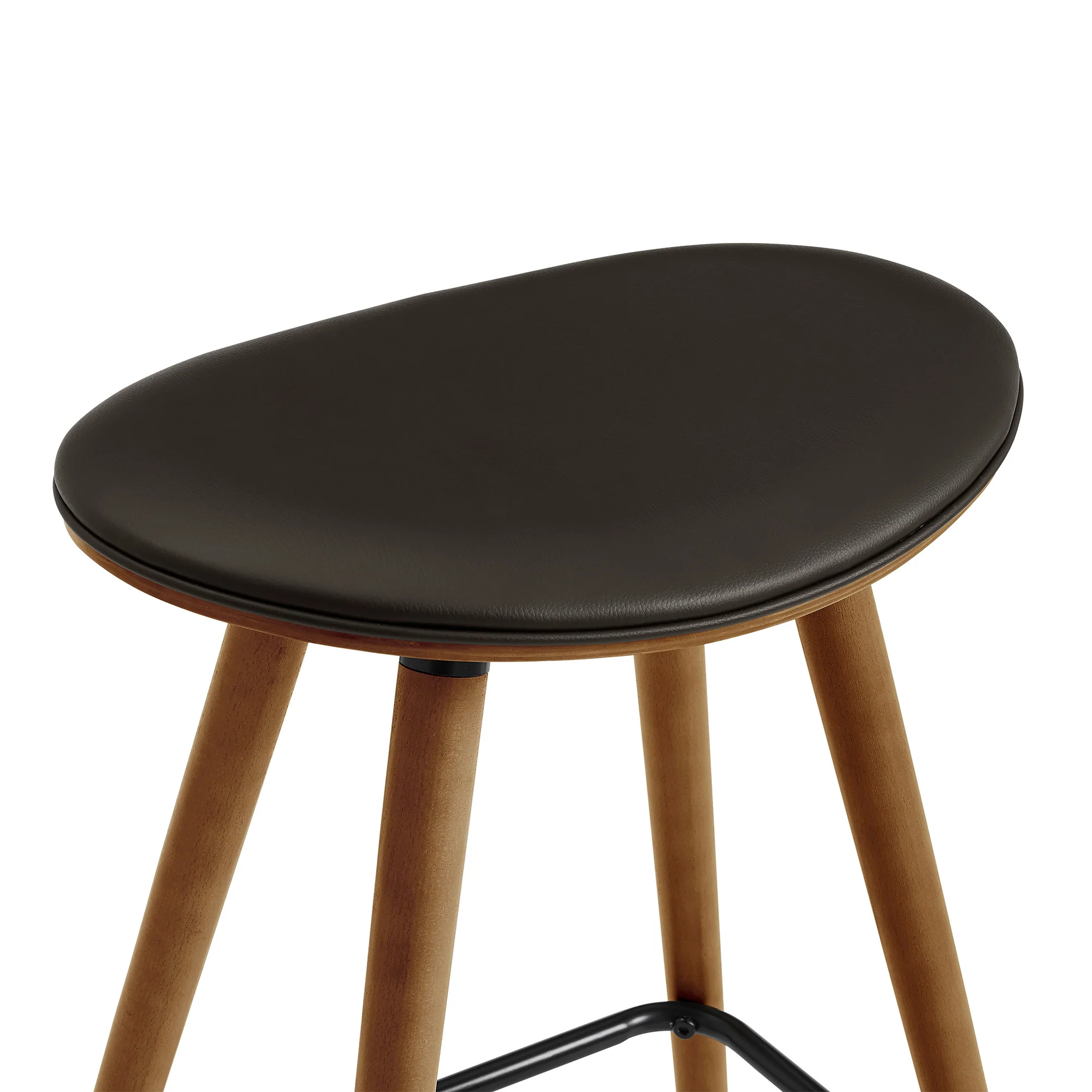 26" Brown Faux Leather Backless Wooden Bar Stool By Homeroots - Image 5