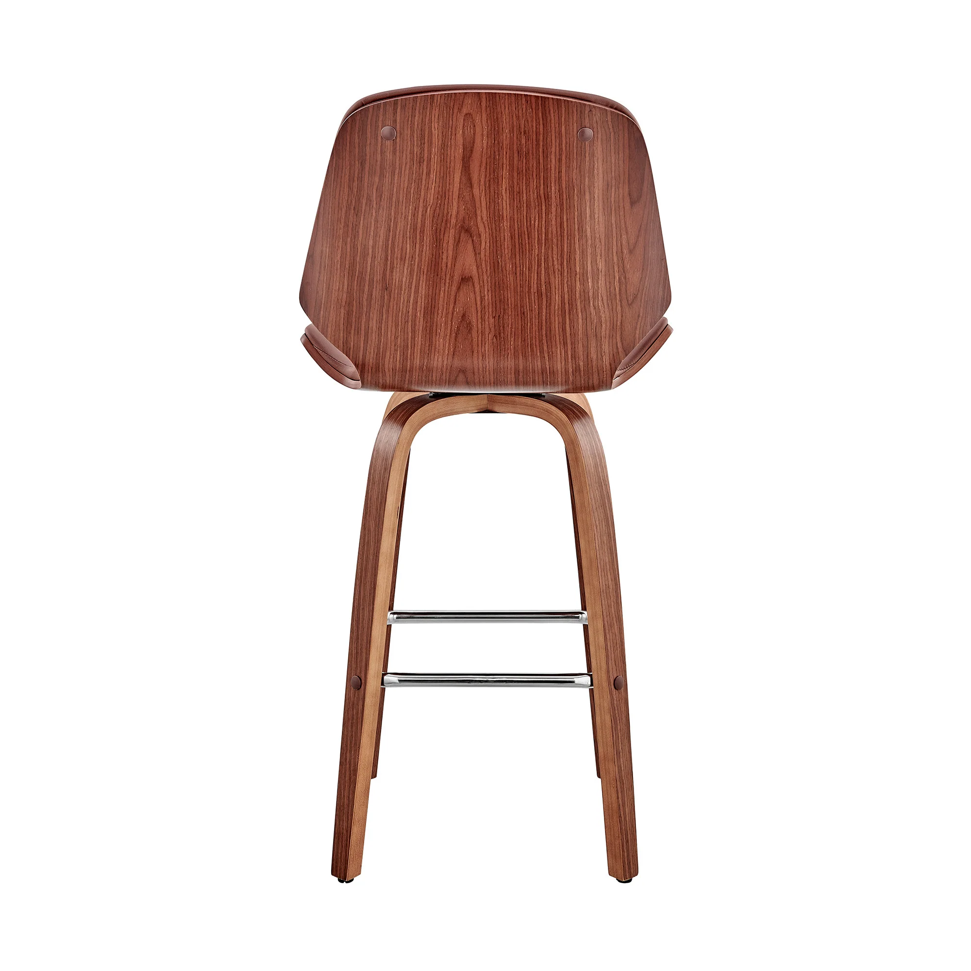 26" Brown Faux Leather Swivel Seat Wooden Bar Stool By Homeroots - Image 6