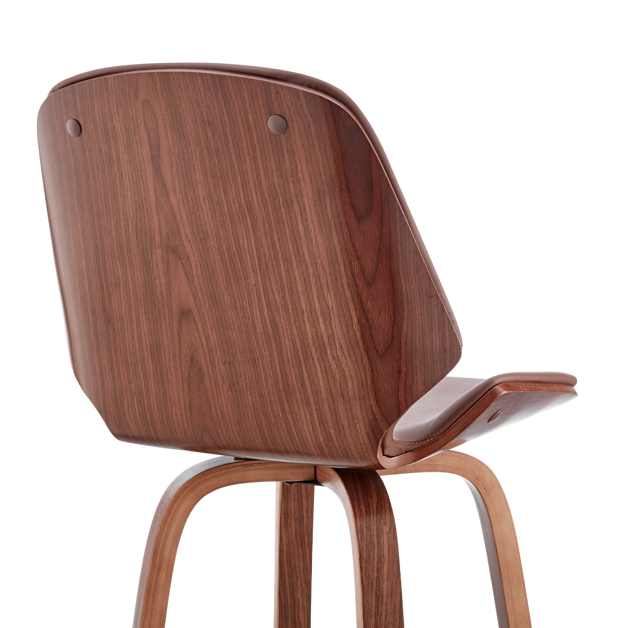 26" Brown Faux Leather Swivel Seat Wooden Bar Stool By Homeroots - Image 8