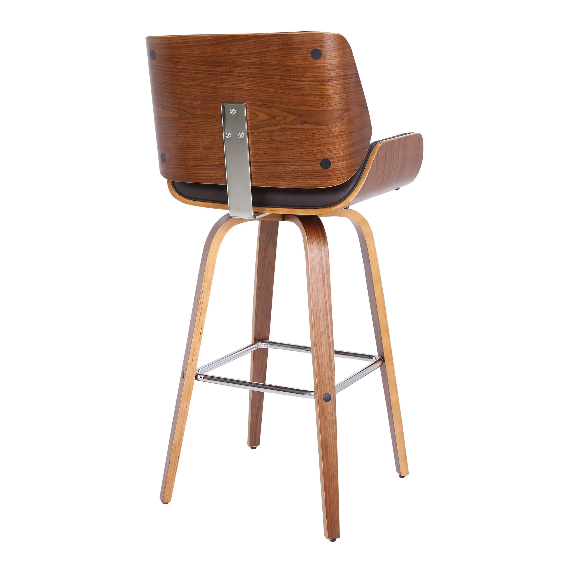 26" Brown Faux Leather Wooden Base Bar Stool By Homeroots - Image 5