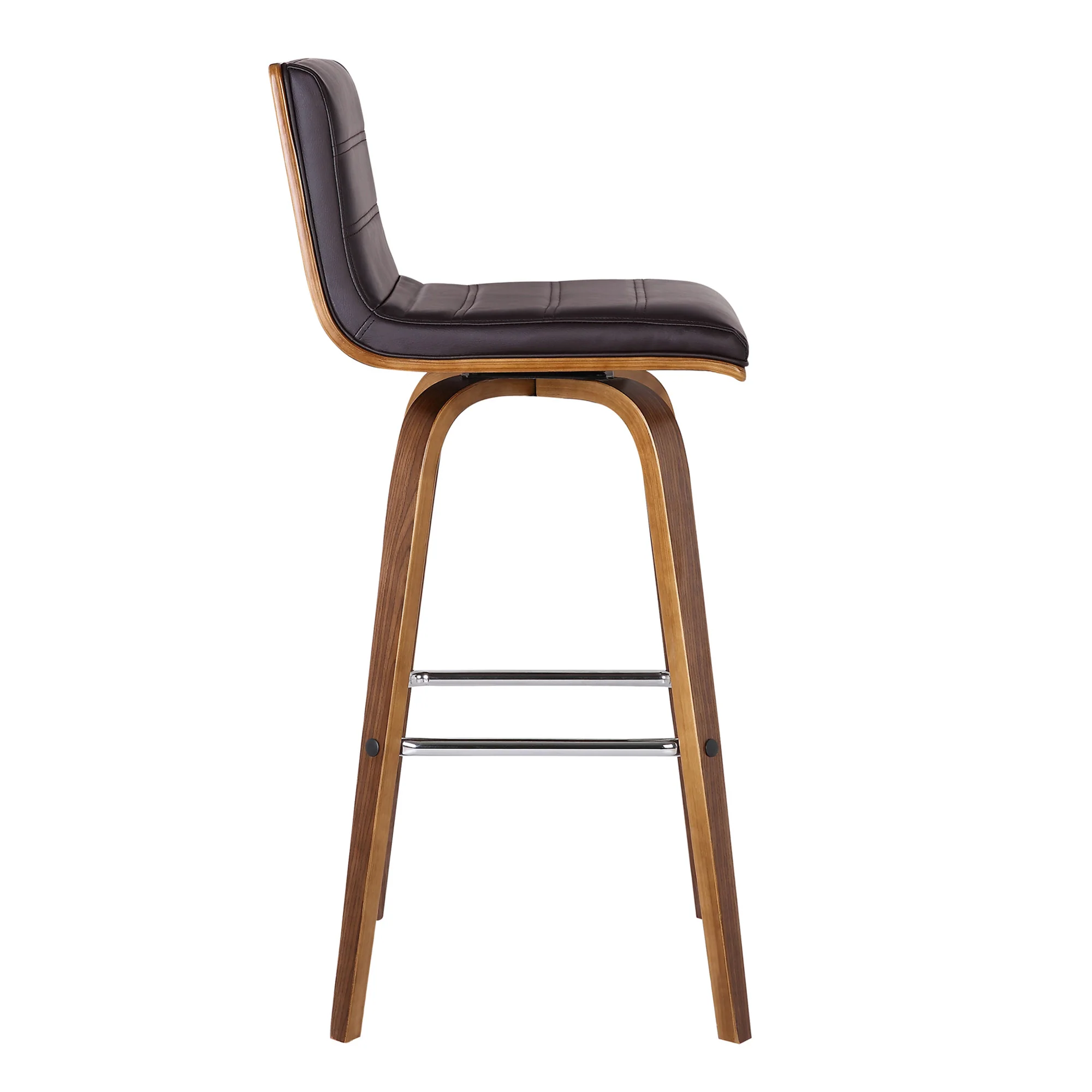 26” Brown Faux Leather Wooden Swivel Bar Stool By Homeroots - Image 5