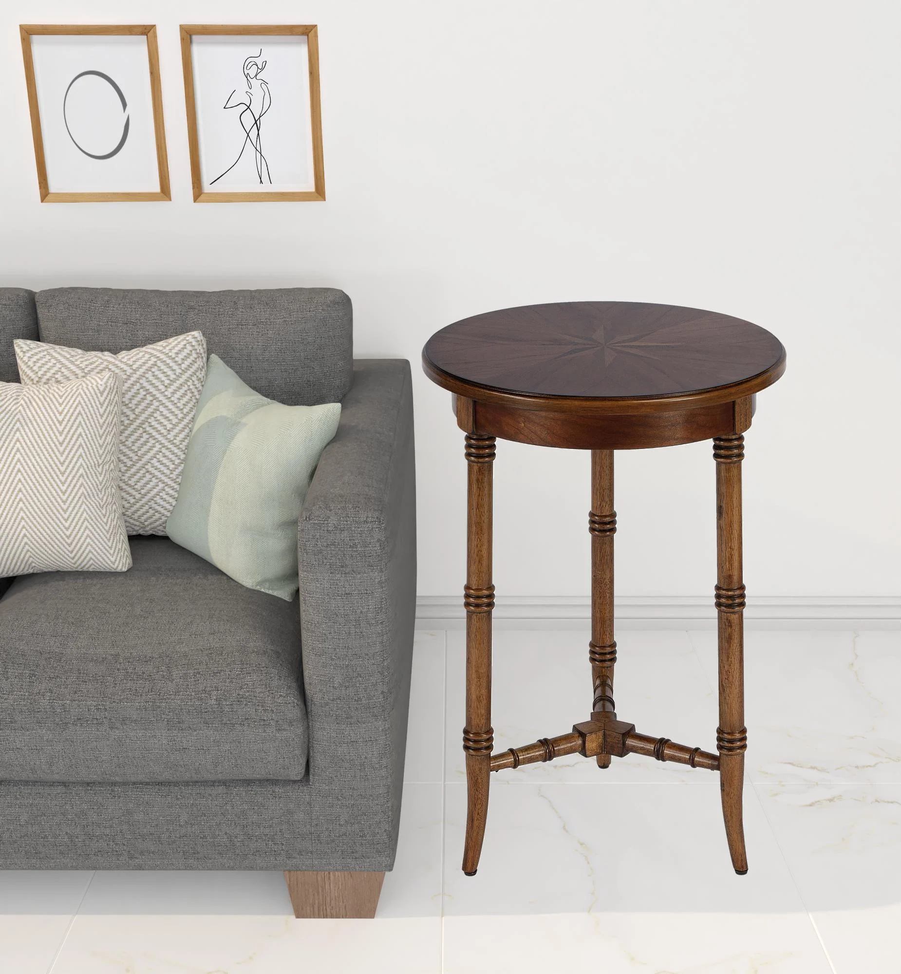 26" Brown Manufactured Wood Round End Table By Homeroots - Image 6