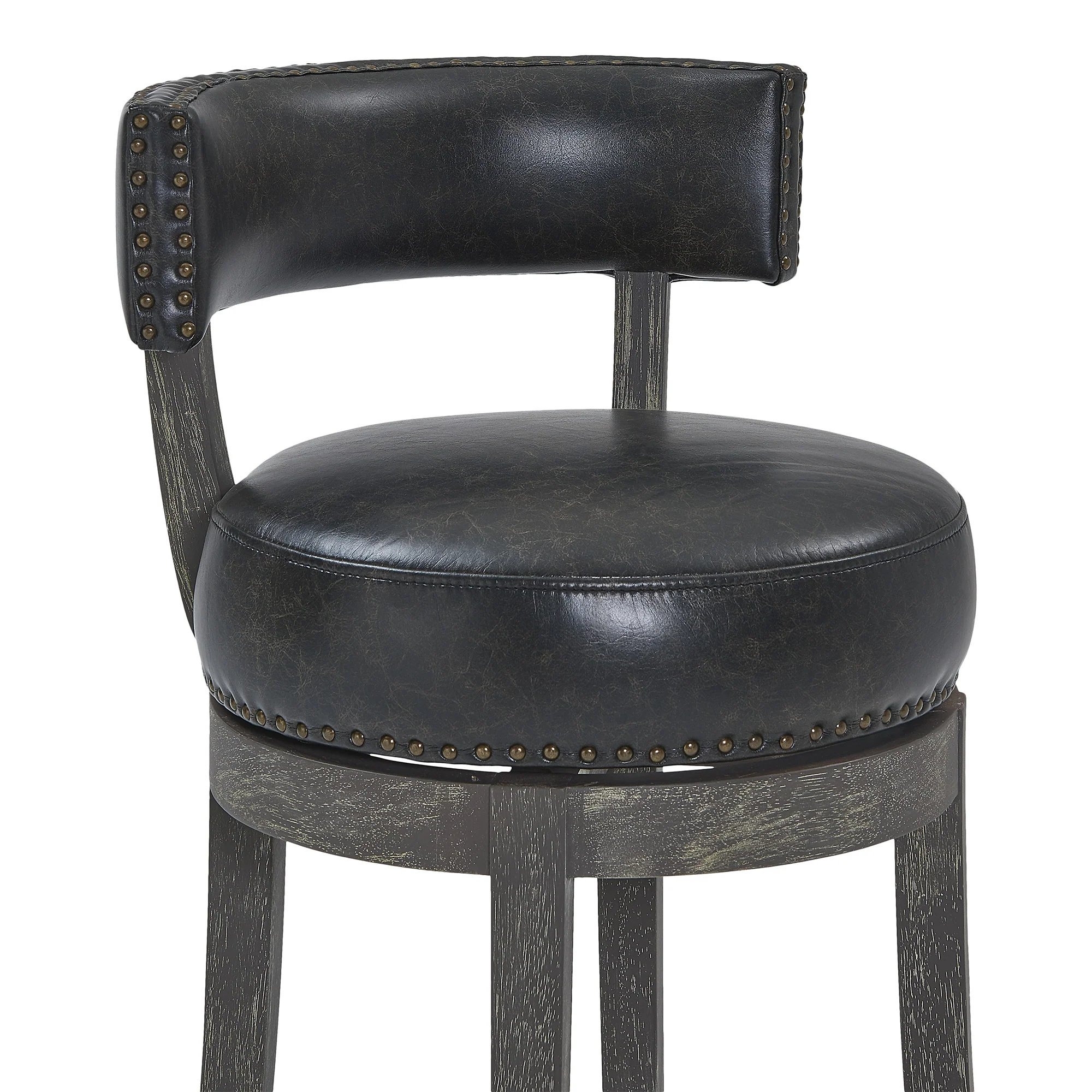 26" Brown Onyx Faux Leather Swivel Wood Counter Stool By Homeroots - Image 5