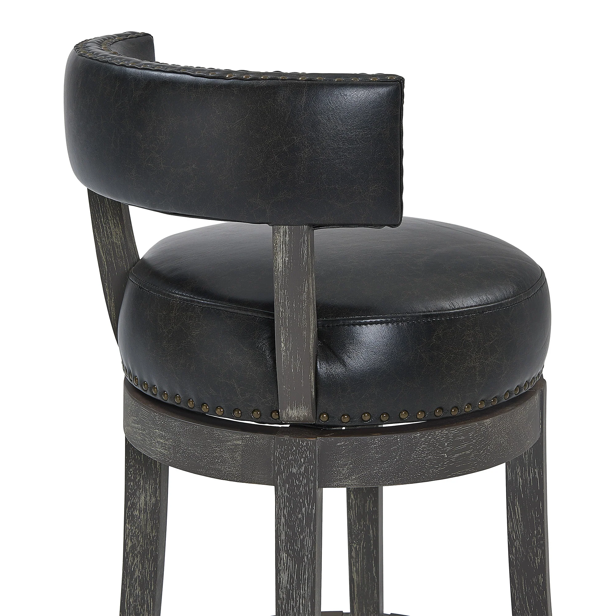 26" Brown Onyx Faux Leather Swivel Wood Counter Stool By Homeroots - Image 6
