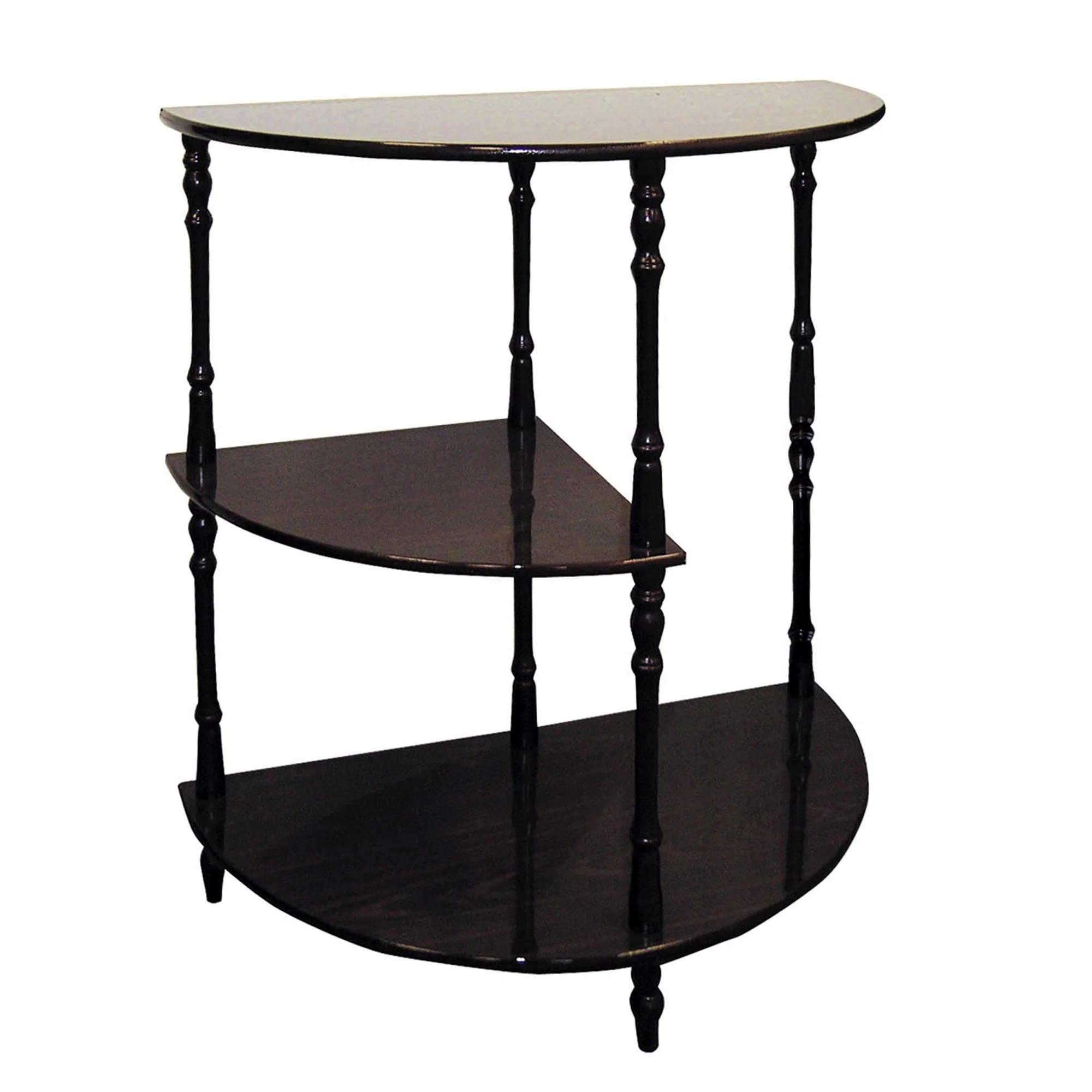 26" Brown Solid And Manufactured Wood Half Circle End Table With Two Shelves By Homeroots - Image 2