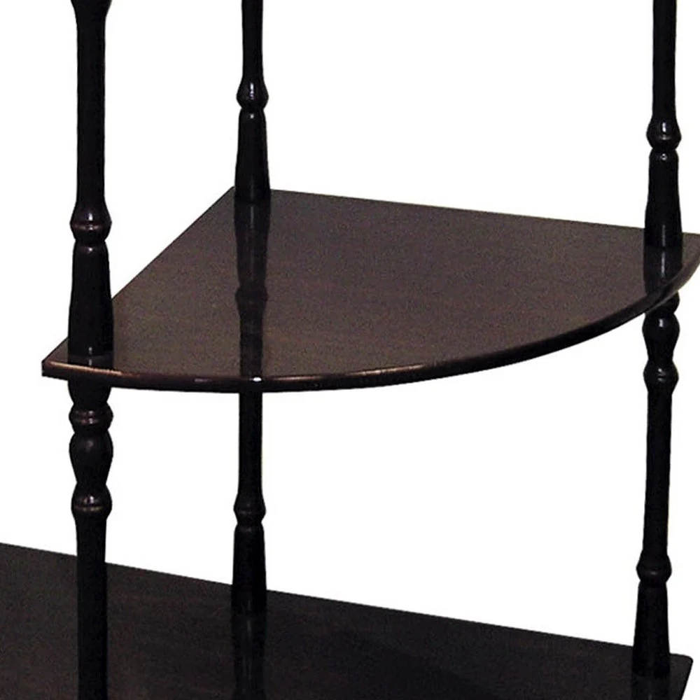 26" Brown Solid And Manufactured Wood Half Circle End Table With Two Shelves By Homeroots - Image 5