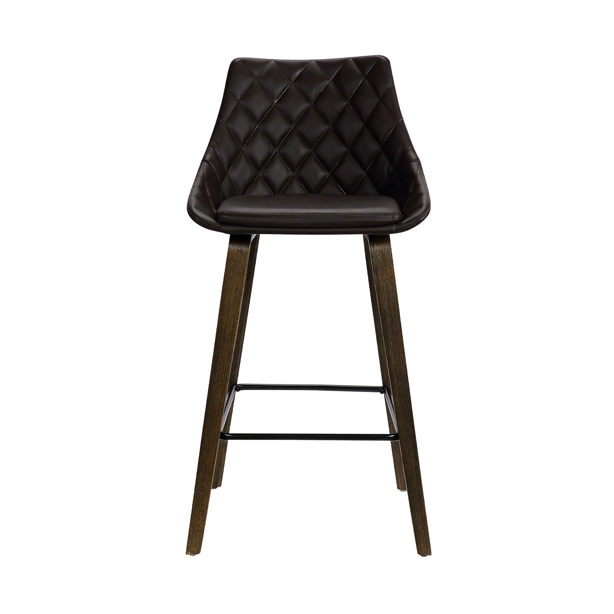 26" Brown Tufted Velvet Upholstered Bar Stool By Homeroots - Image 2