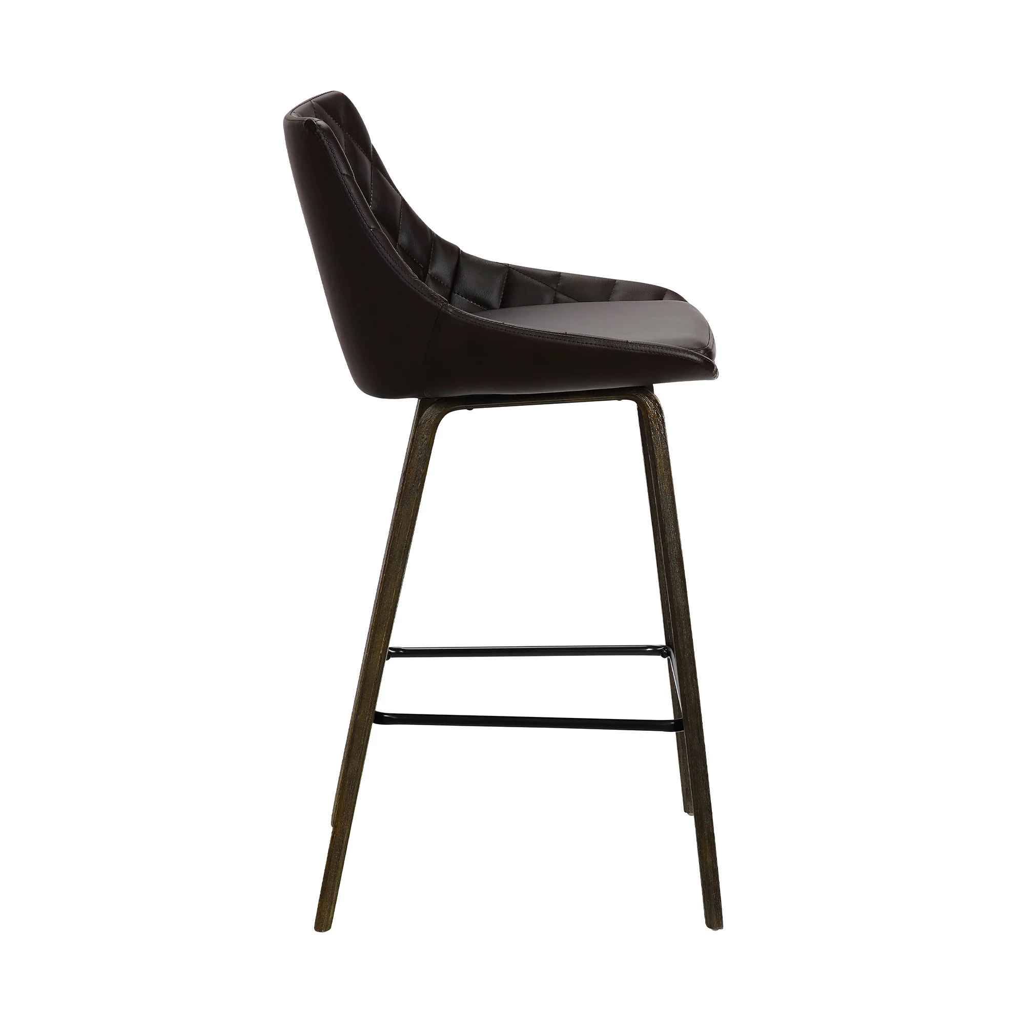 26" Brown Tufted Velvet Upholstered Bar Stool By Homeroots - Image 3