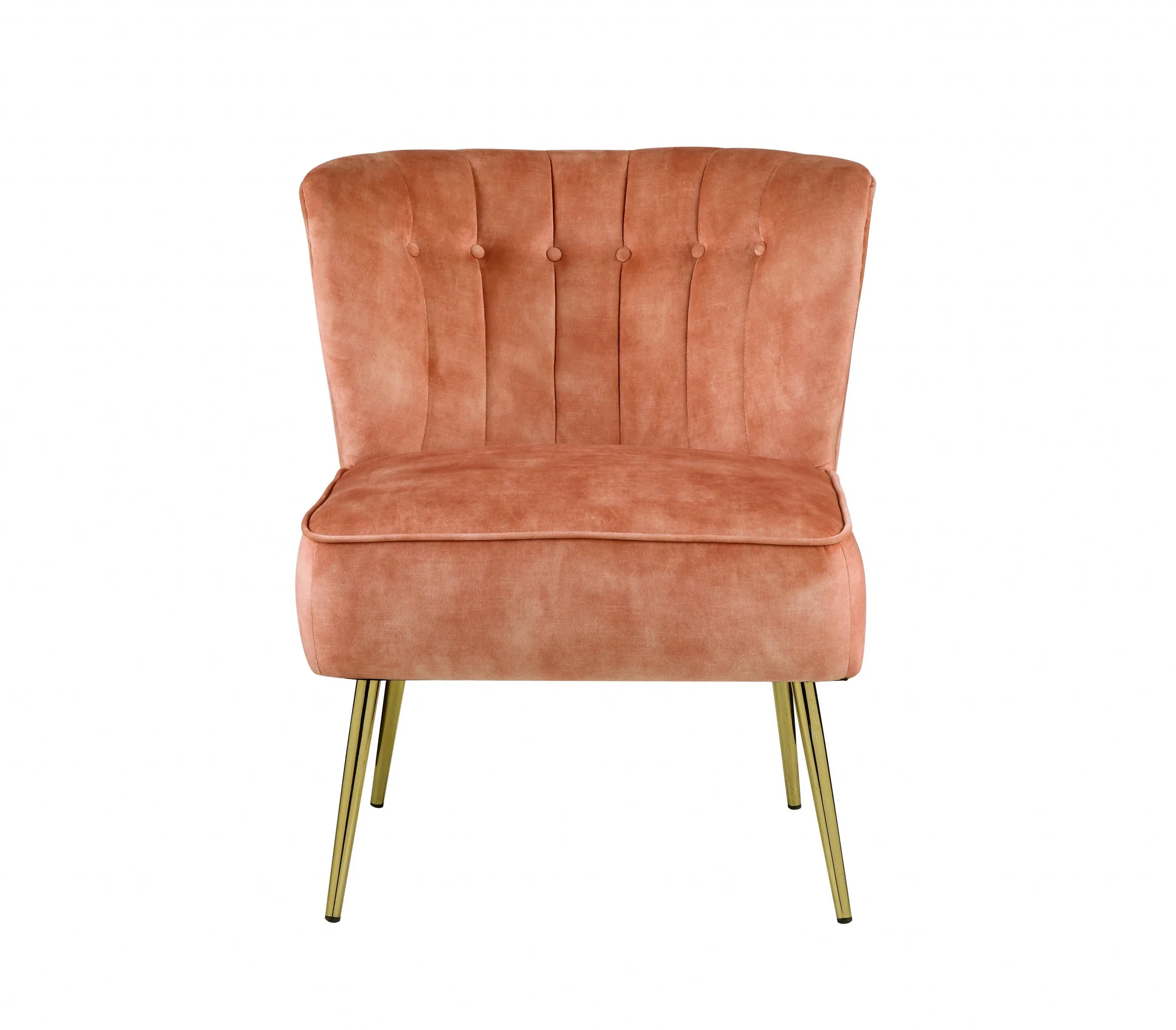 26" Burnt Orange Velvet And Brown Solid Color Slipper Chair By Homeroots - Image 2
