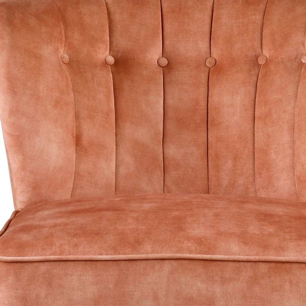 26" Burnt Orange Velvet And Brown Solid Color Slipper Chair By Homeroots - Image 5