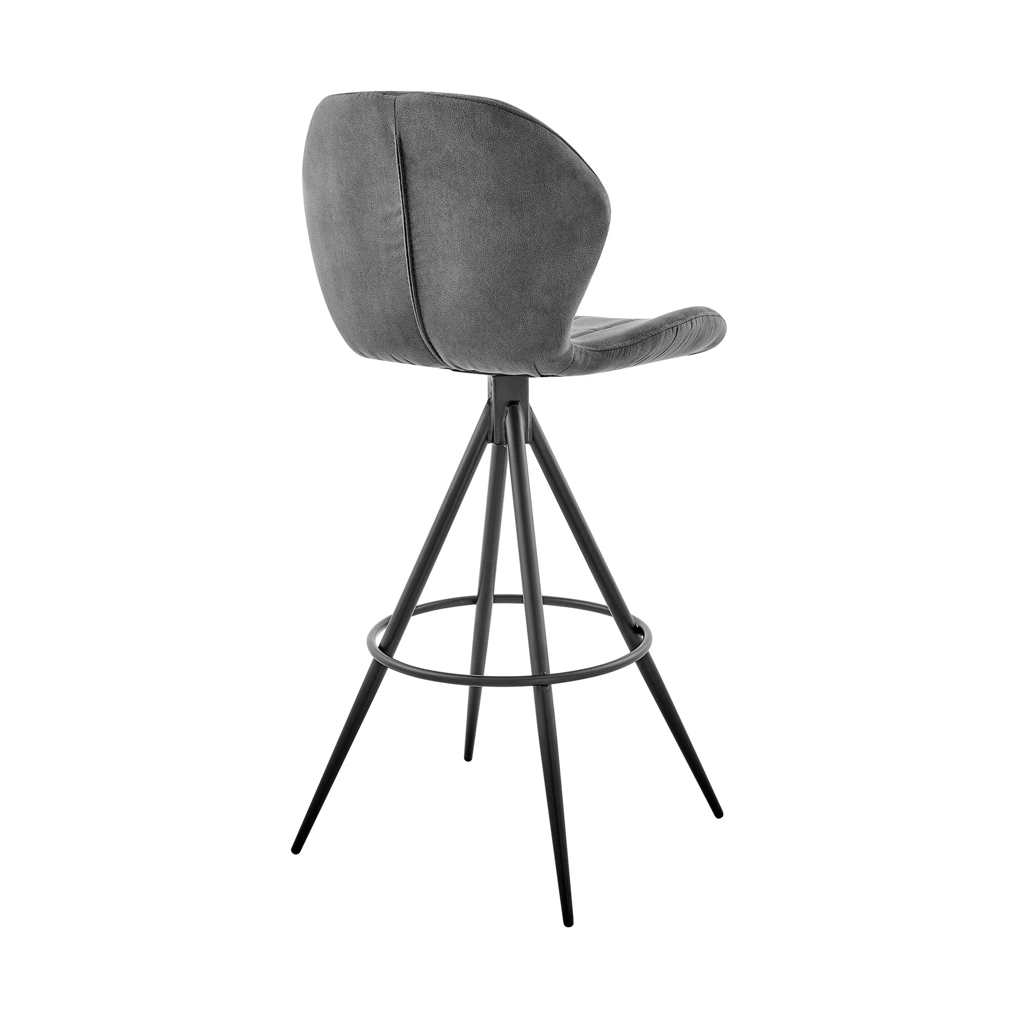 26" Charcoal Gray and Black Microfiber Squared Channel Bar Stool By Homeroots - Image 5