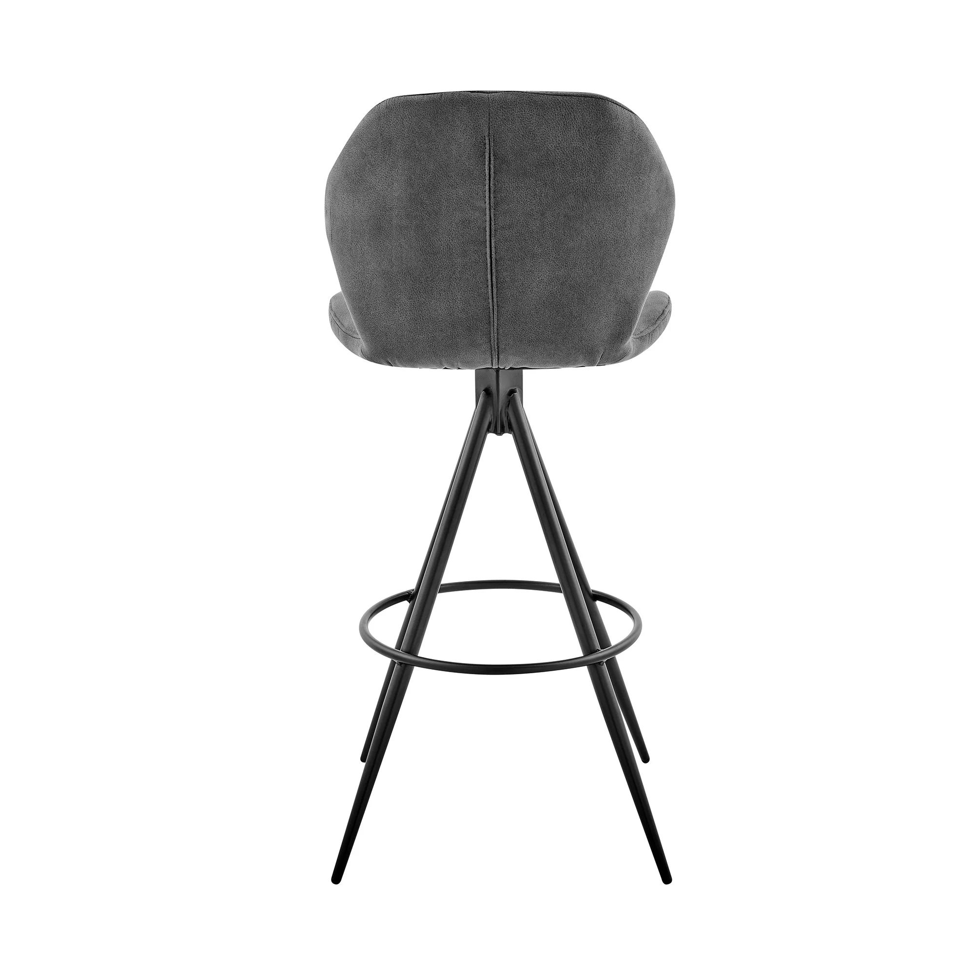 26" Charcoal Gray and Black Microfiber Squared Channel Bar Stool By Homeroots - Image 6
