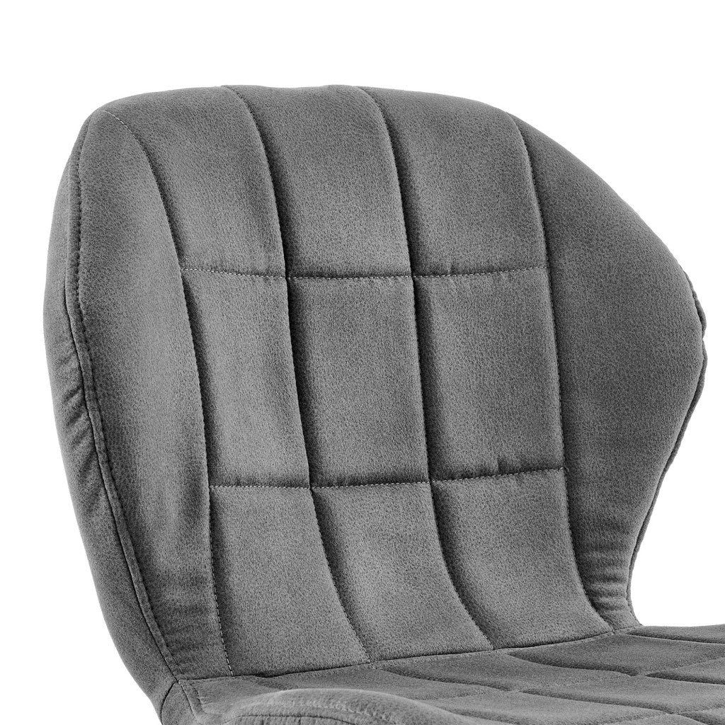 26" Charcoal Gray and Black Microfiber Squared Channel Bar Stool By Homeroots - Image 7