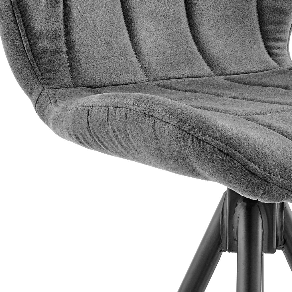 26" Charcoal Gray and Black Microfiber Squared Channel Bar Stool By Homeroots - Image 8