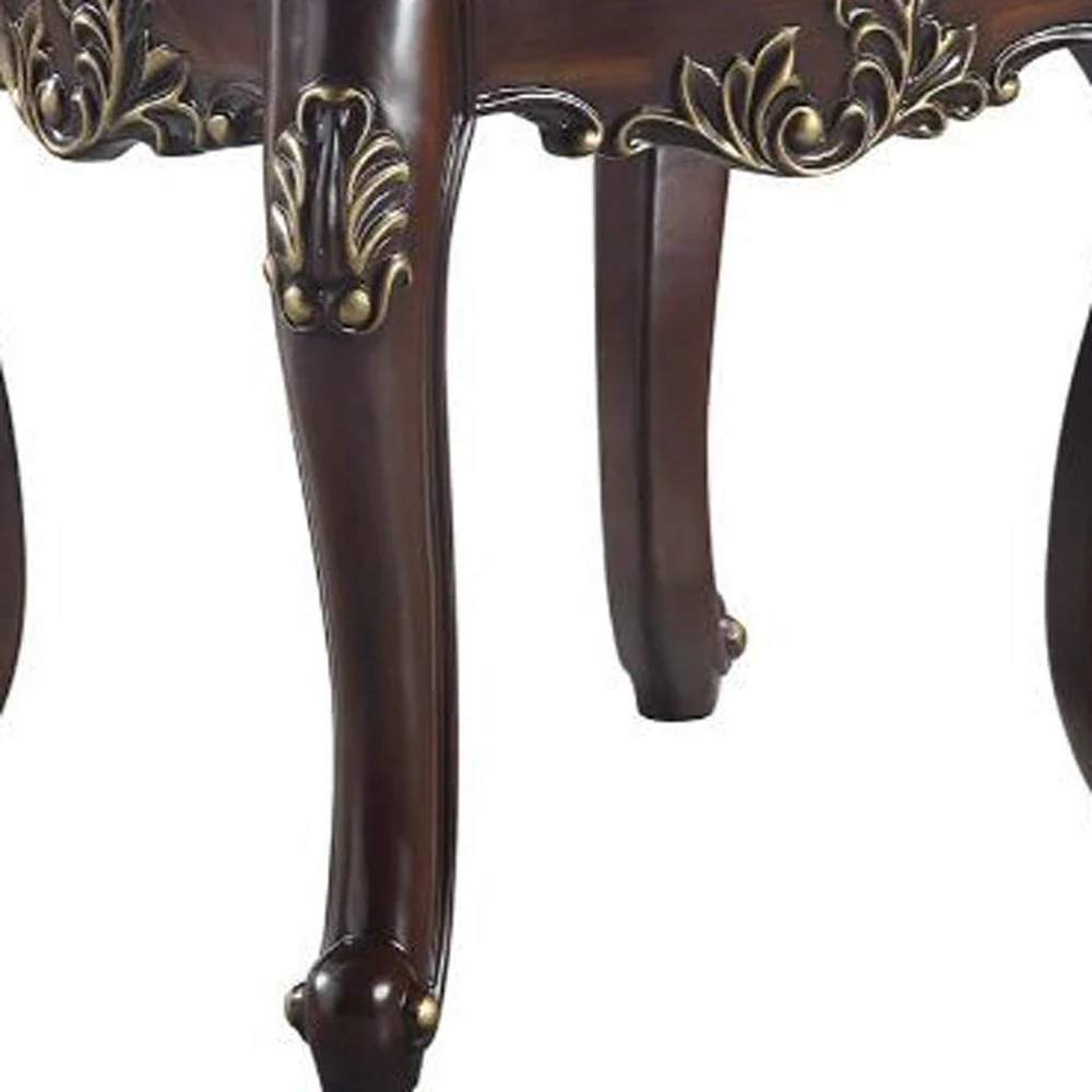26" Cherry And Marble Marble And Solid Wood Square End Table By Homeroots - Image 3