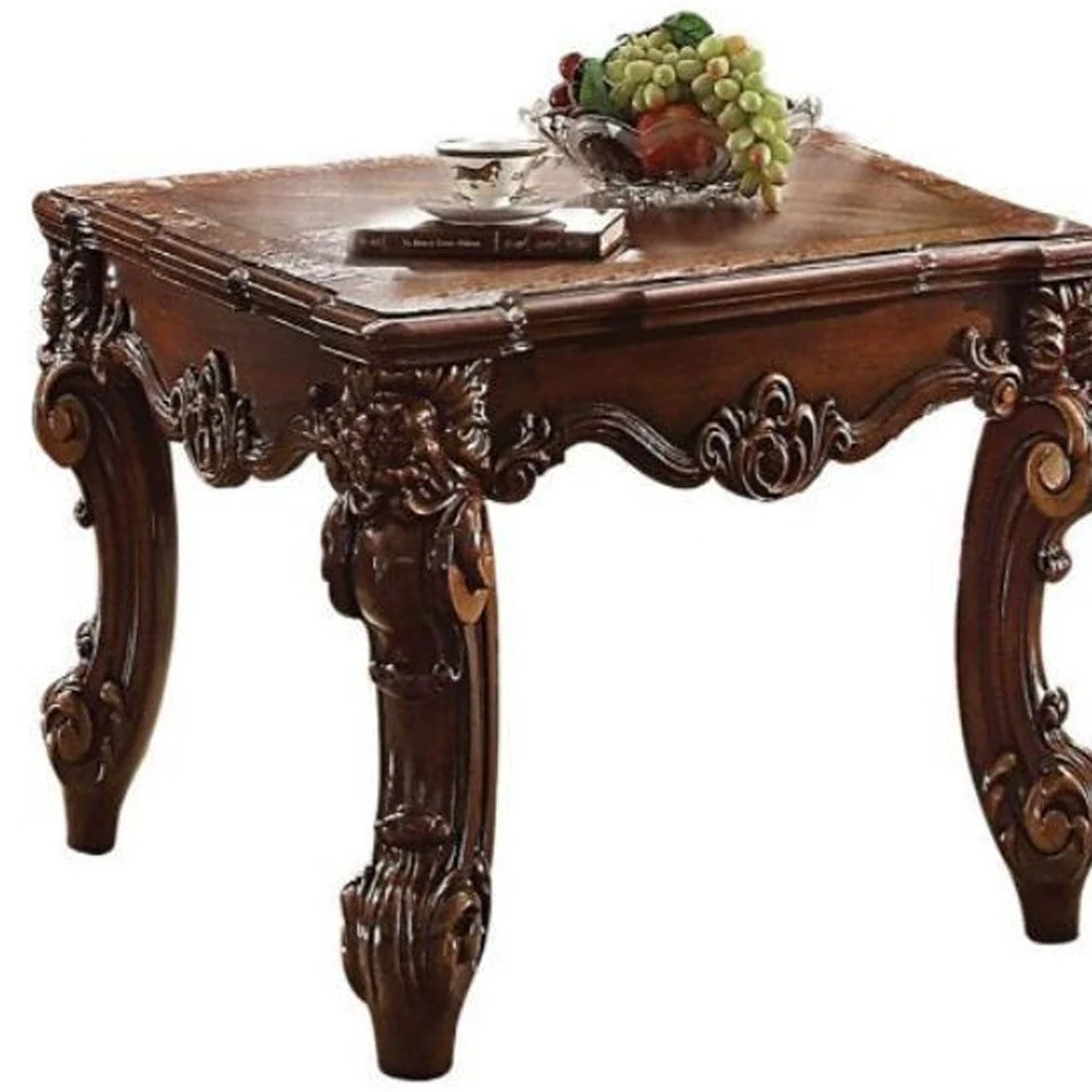 26" Cherry Manufactured Wood Square End Table By Homeroots - Image 5