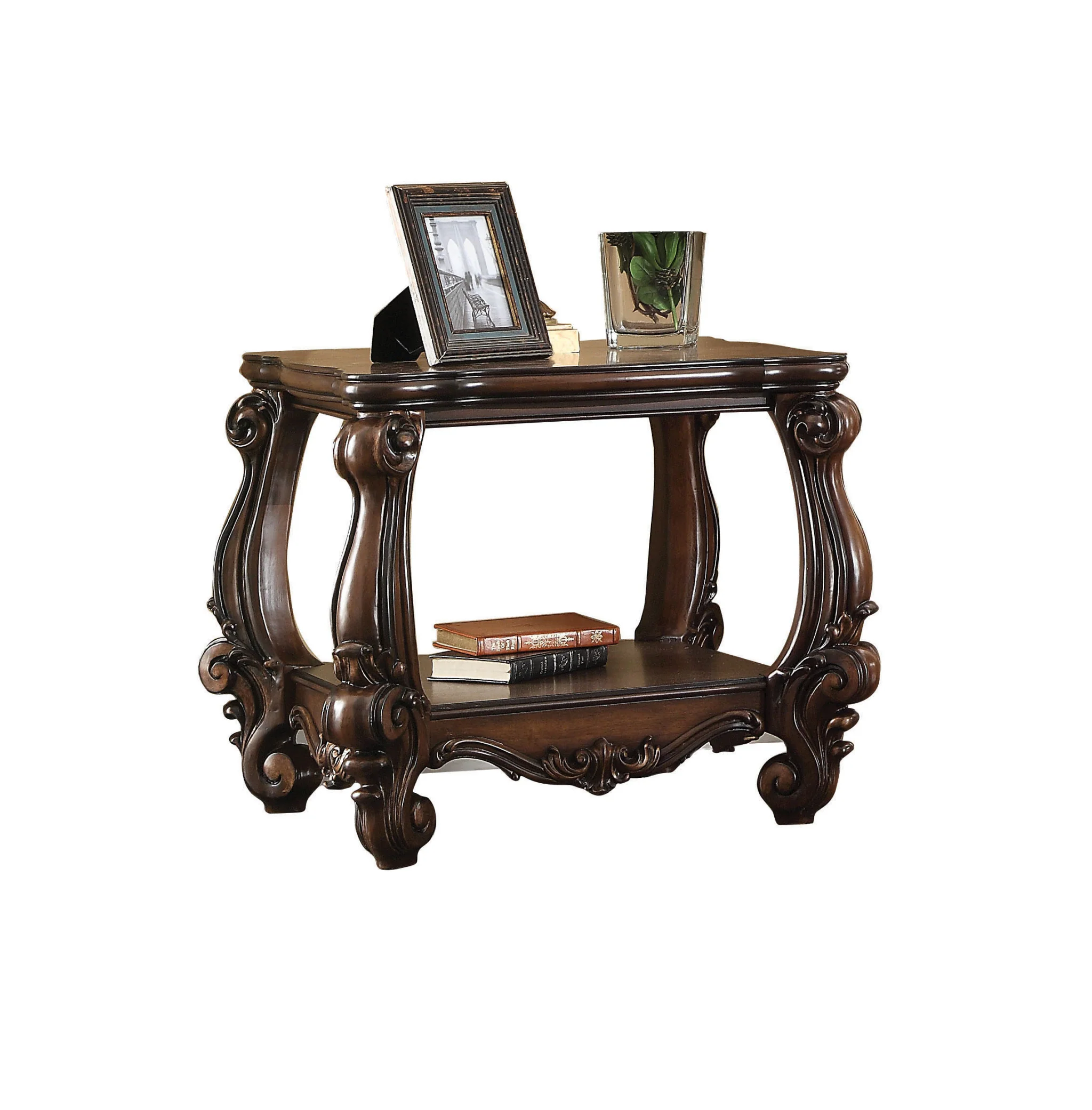 26" Cherry Oak Manufactured Wood Square End Table With Shelf By Homeroots - Image 2
