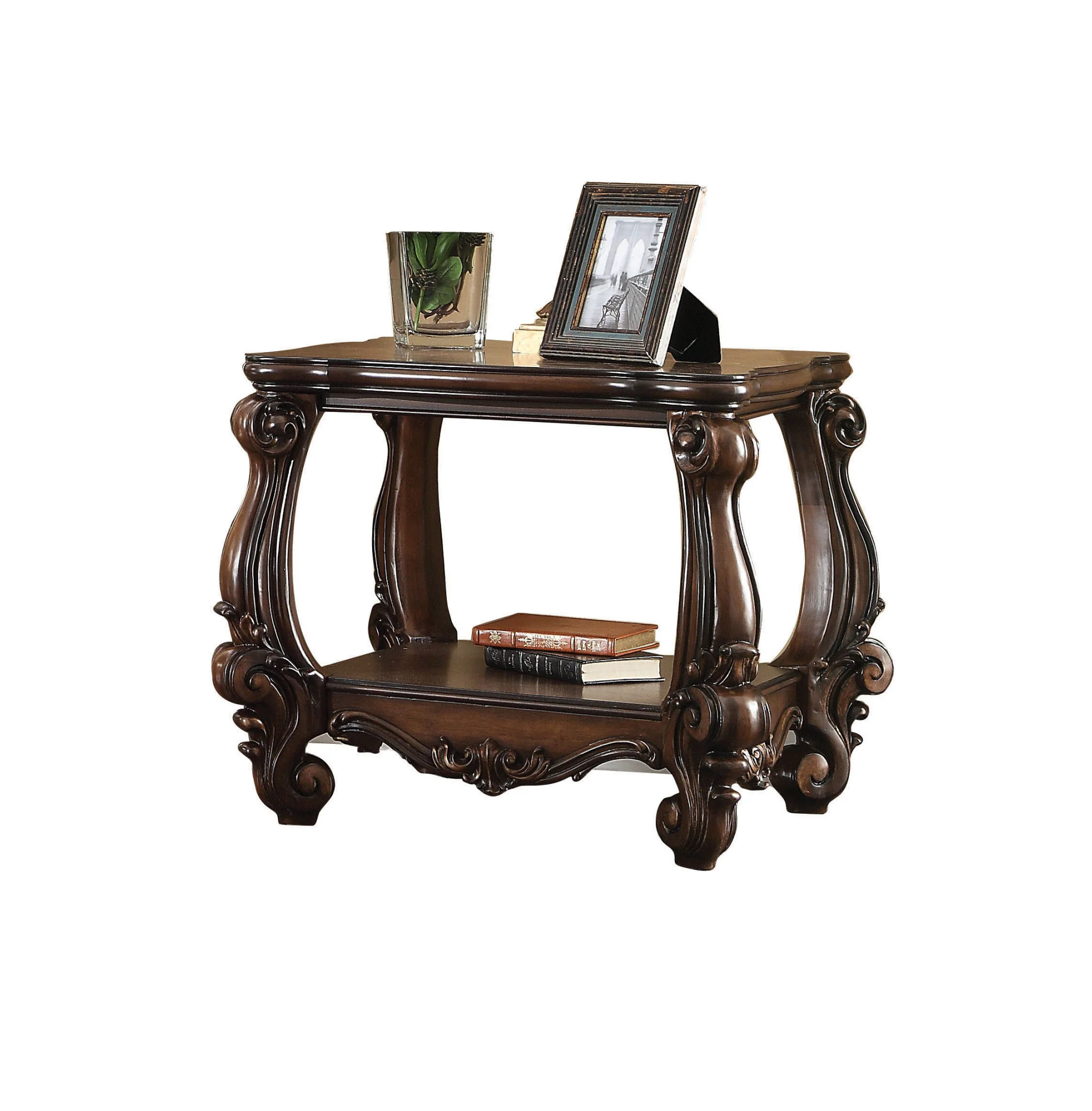 26" Cherry Oak Manufactured Wood Square End Table With Shelf By Homeroots - Image 3