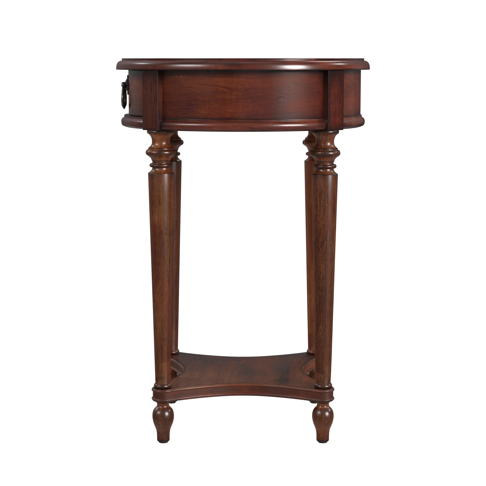 26" Cherry Solid And Manufactured Wood Round End Table With Drawer And Shelf By Homeroots - Image 3