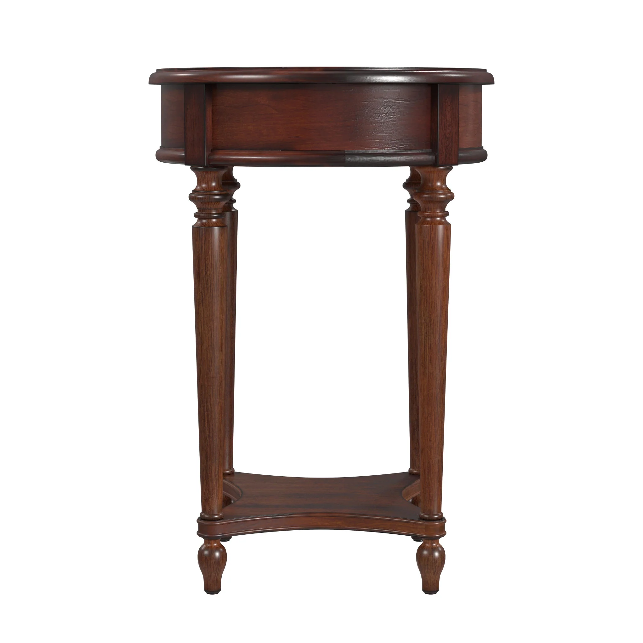 26" Cherry Solid And Manufactured Wood Round End Table With Drawer And Shelf By Homeroots - Image 4