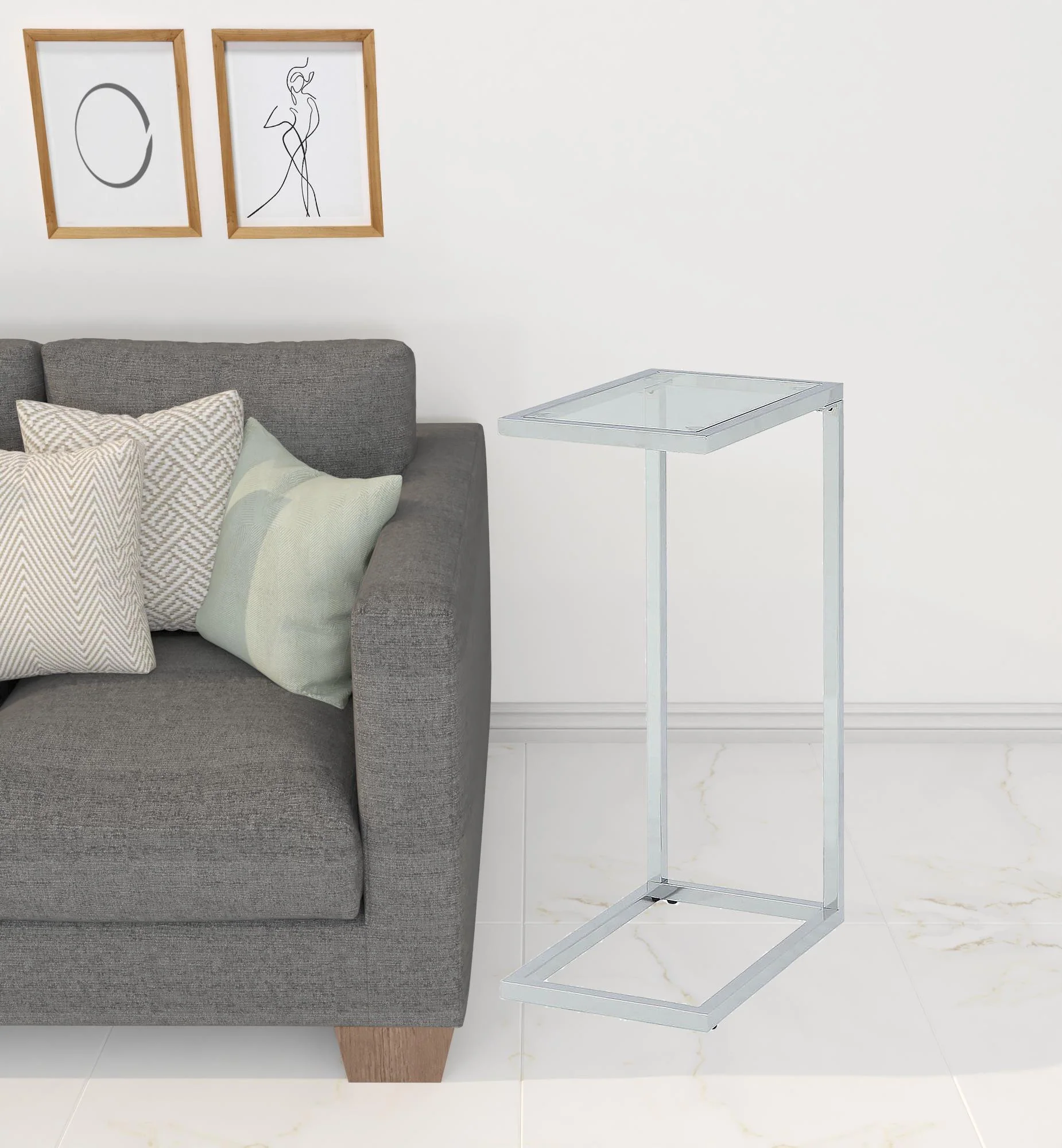 26" Chrome And Clear Glass End Table By Homeroots - Image 2