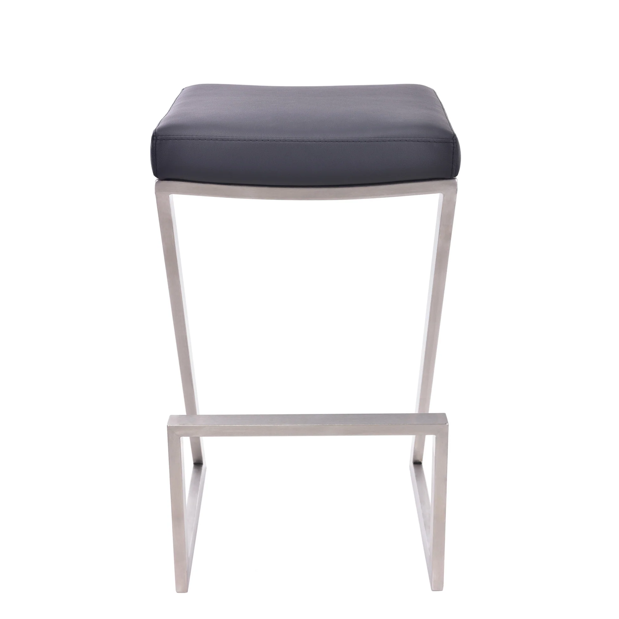 26" Contempo Black Faux Leather and Stainless Backless Bar Stool By Homeroots - Image 3
