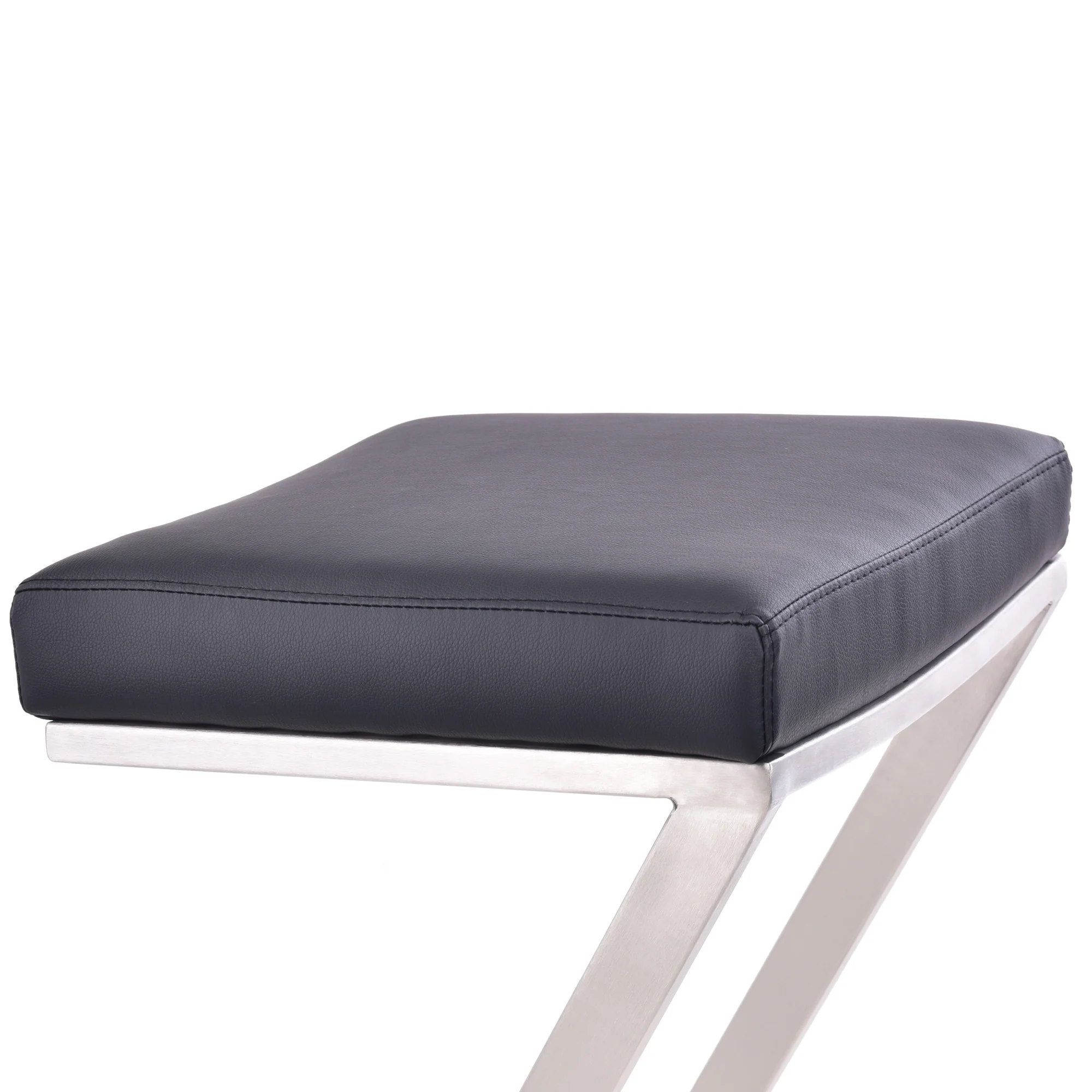 26" Contempo Black Faux Leather and Stainless Backless Bar Stool By Homeroots - Image 4