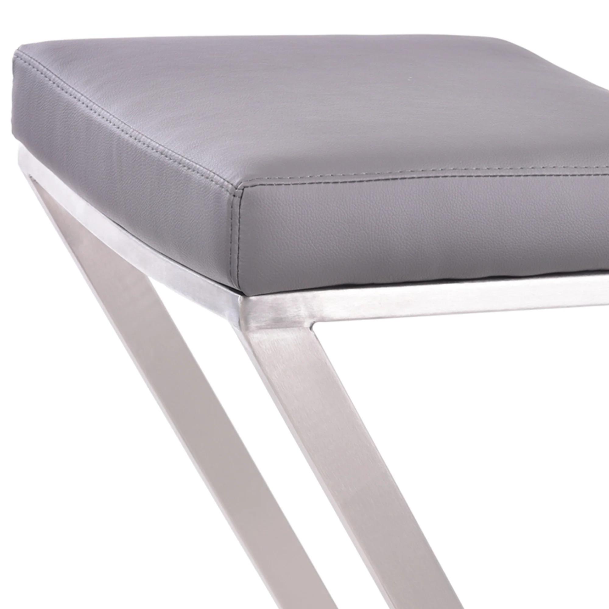 26" Contempo Grey Faux Leather and Stainless Backless Bar Stool By Homeroots - Image 4