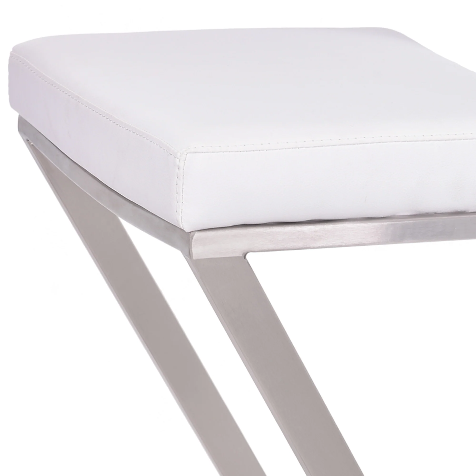 26" Contempo White Faux Leather and Stainless Backless Bar Stool By Homeroots - Image 4