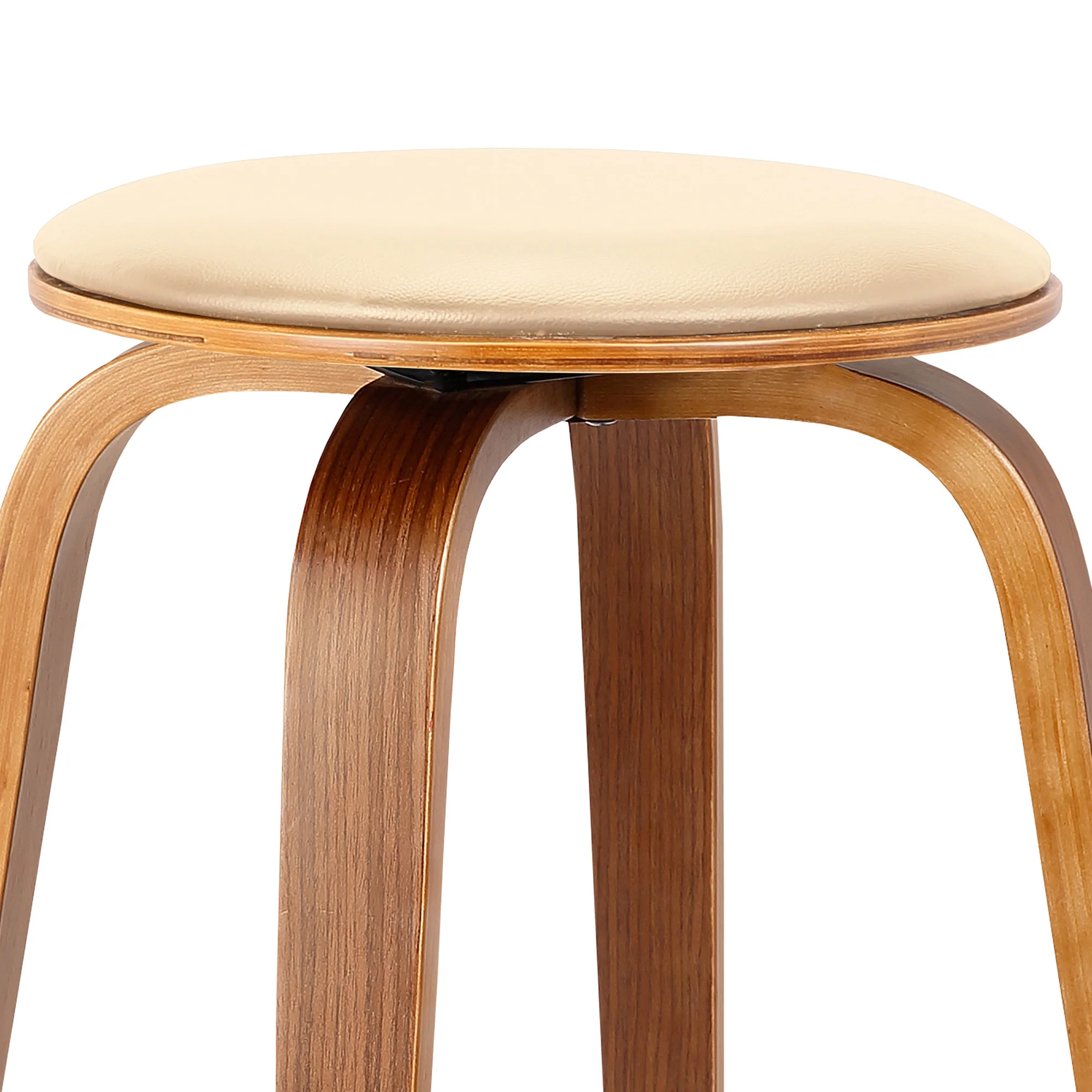 26" Cream Faux Leather Backless Modern Swivel Bar By Homeroots - Image 4
