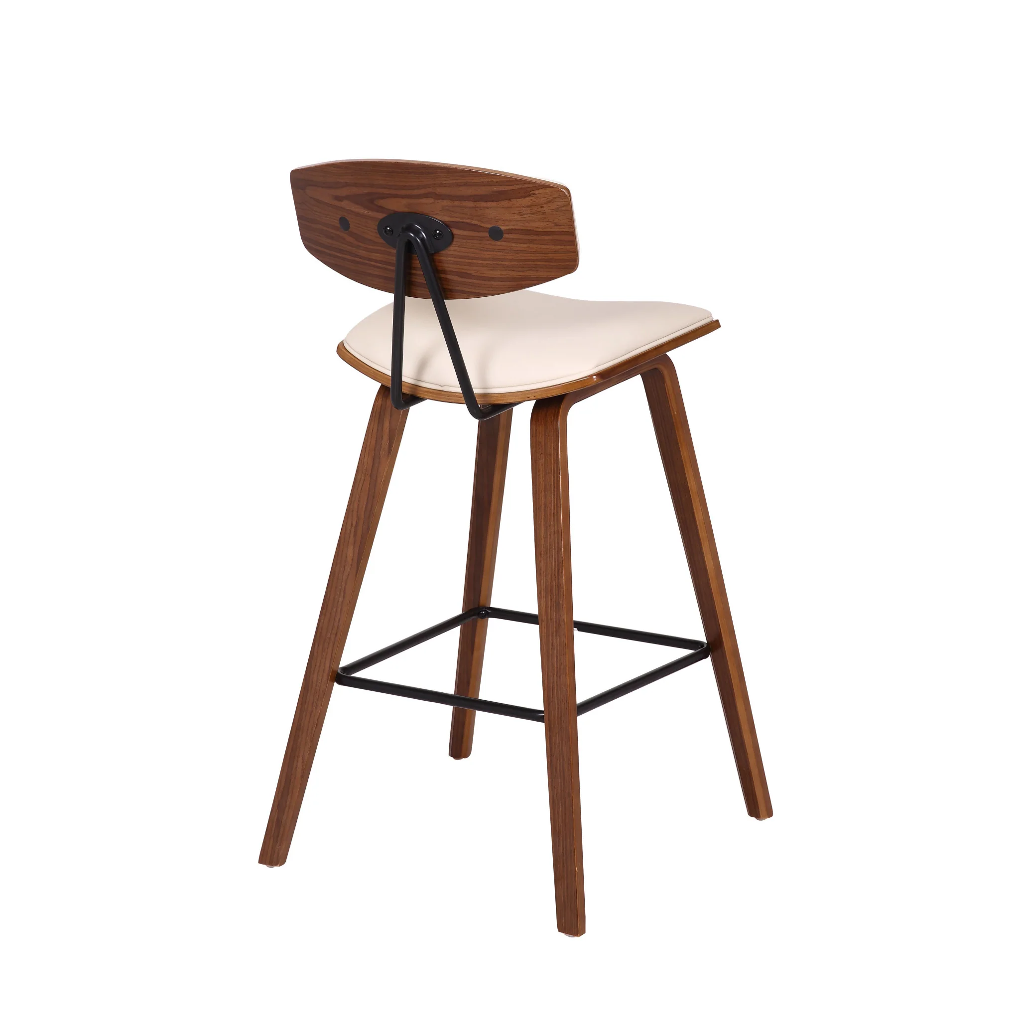 26" Cream Faux Leather Mid Century Modern Bar Stool By Homeroots - Image 5