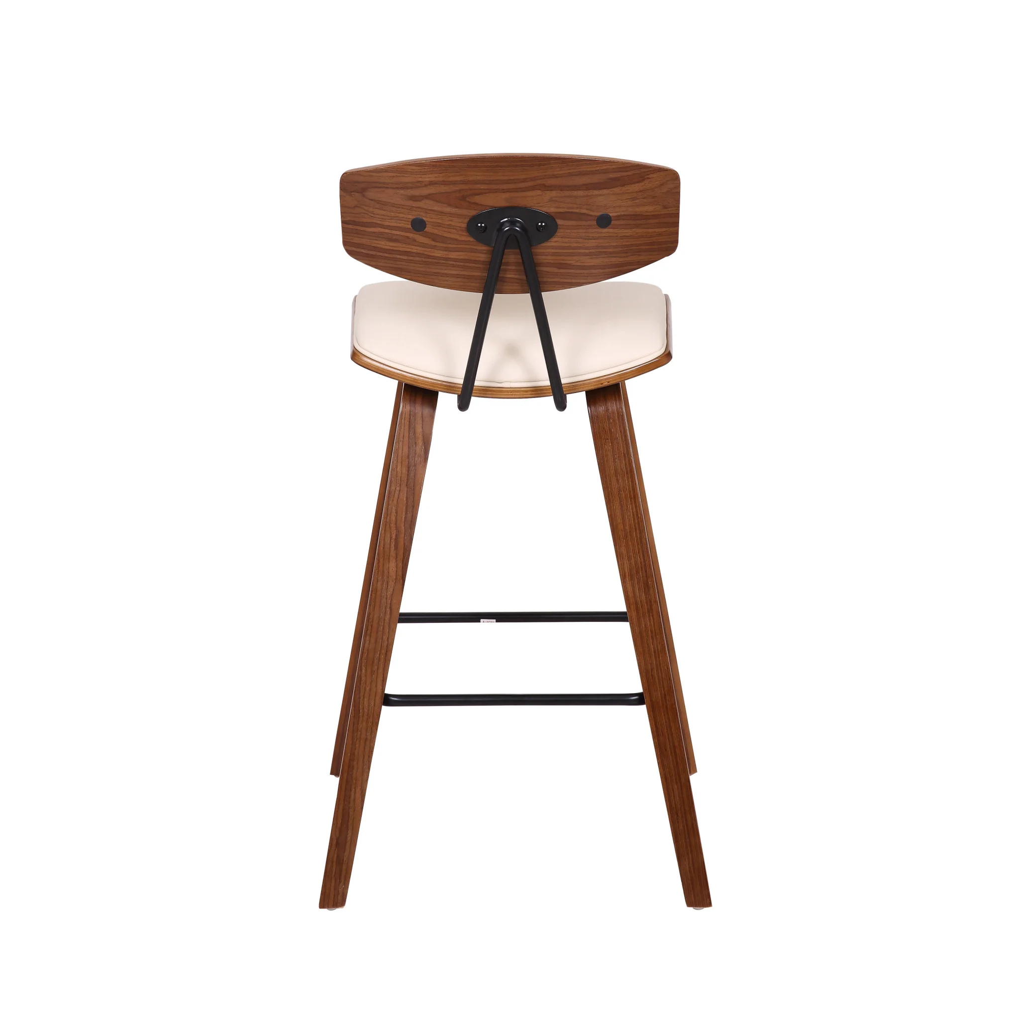 26" Cream Faux Leather Mid Century Modern Bar Stool By Homeroots - Image 6