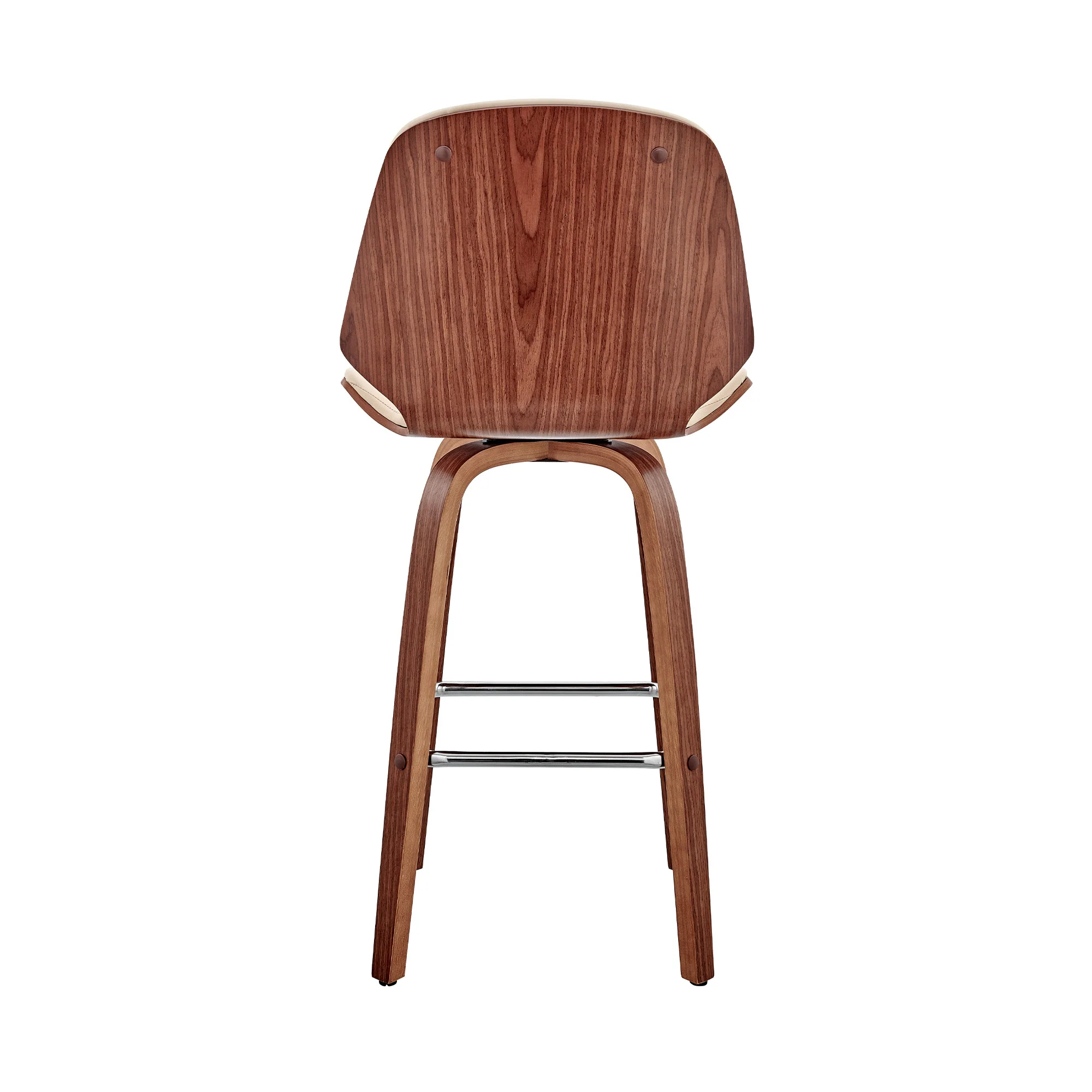 26" Cream Faux Leather Swivel Seat Wooden Bar Stool By Homeroots - Image 6