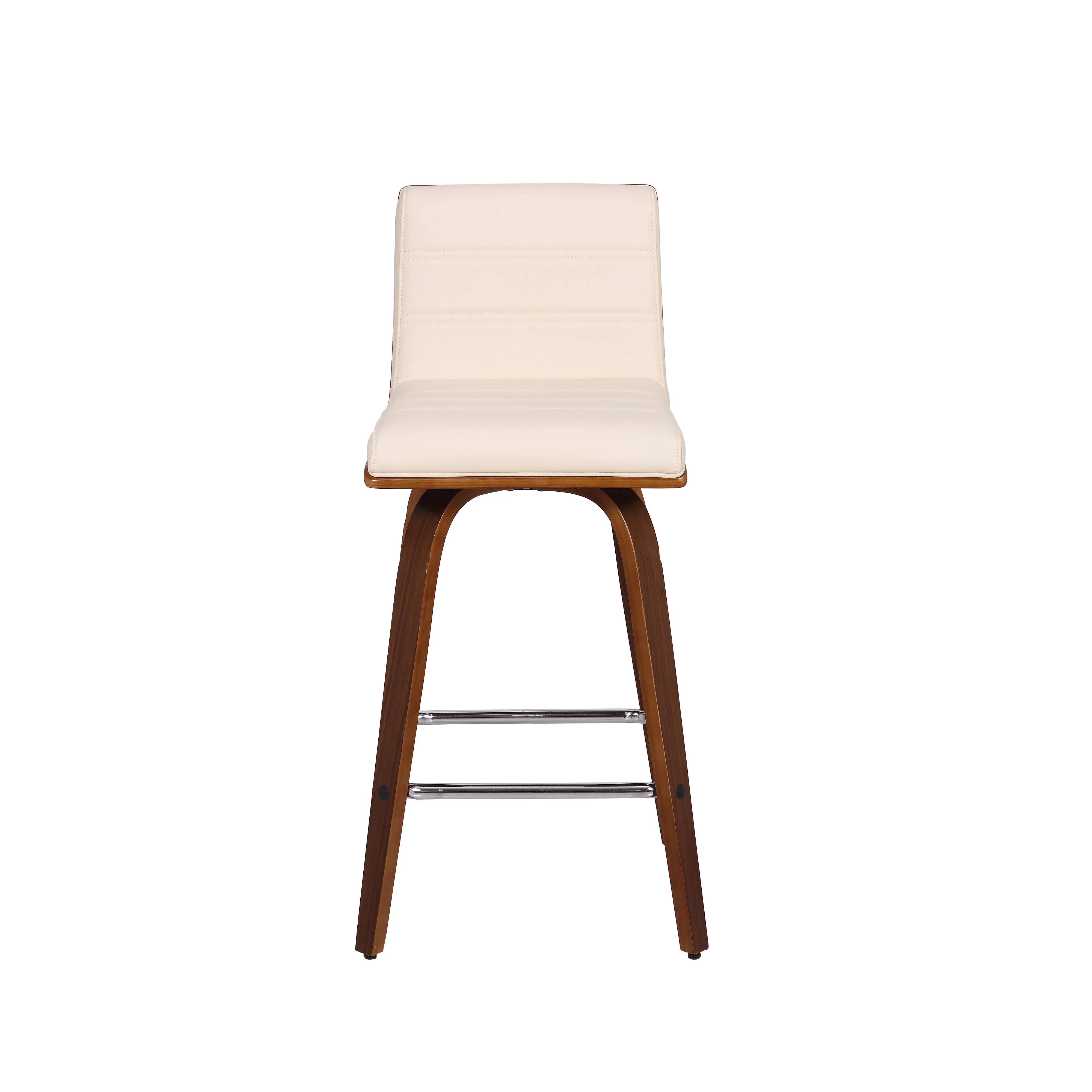 26” Cream Faux Leather Wooden Swivel Bar Stool By Homeroots - Image 3