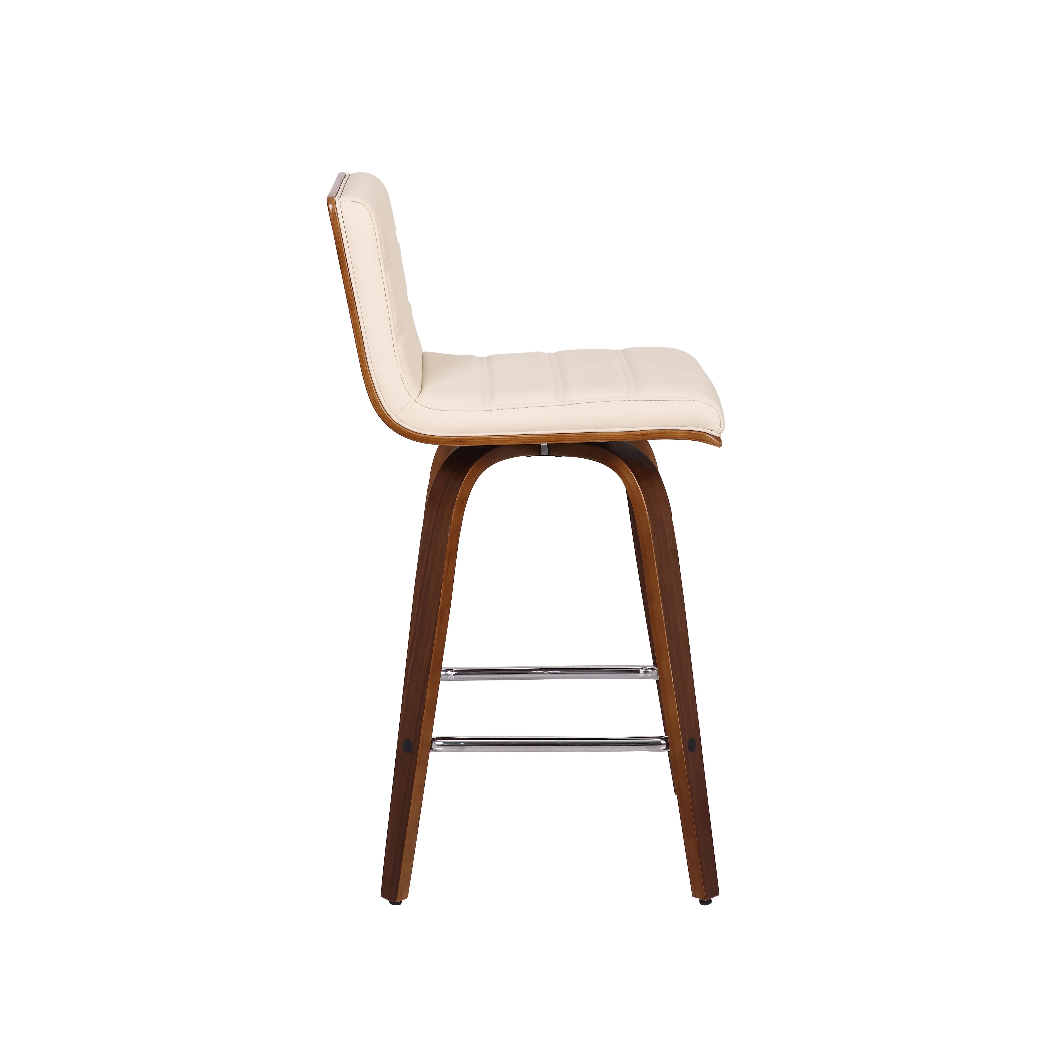 26” Cream Faux Leather Wooden Swivel Bar Stool By Homeroots - Image 4