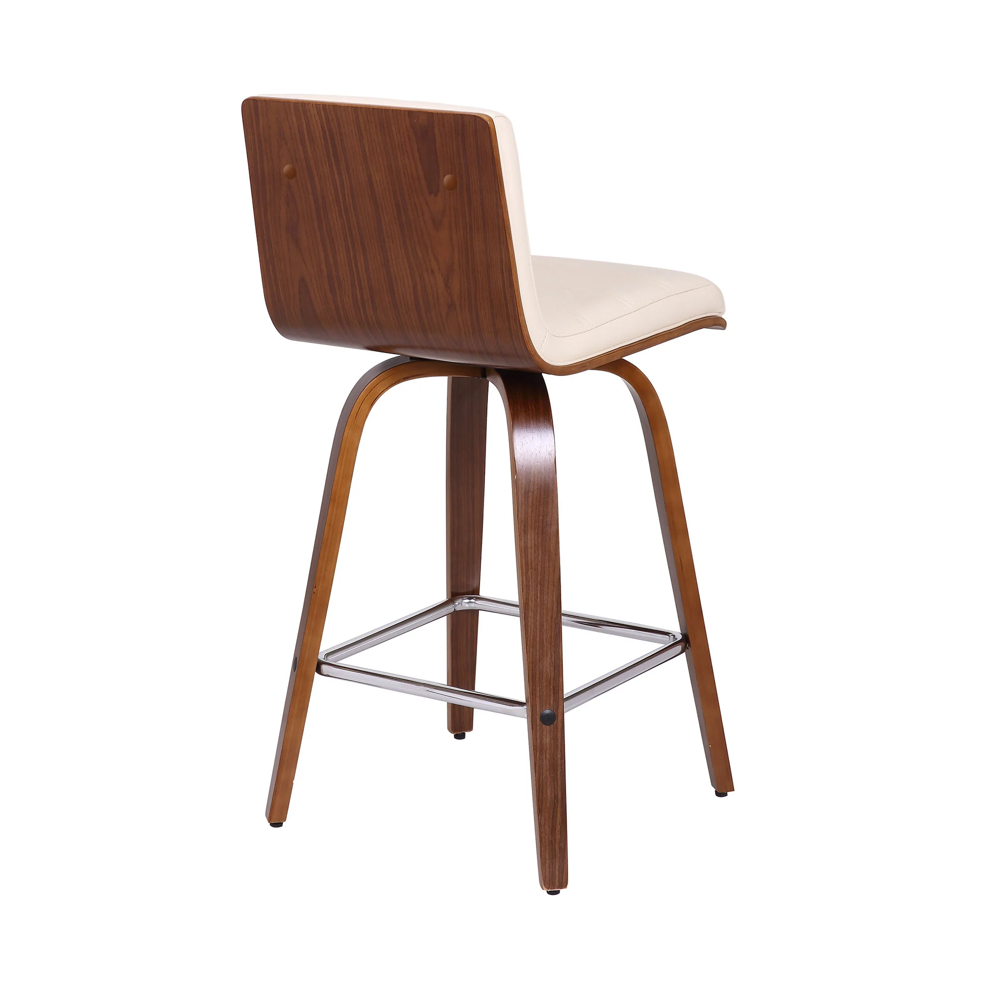 26” Cream Faux Leather Wooden Swivel Bar Stool By Homeroots - Image 5