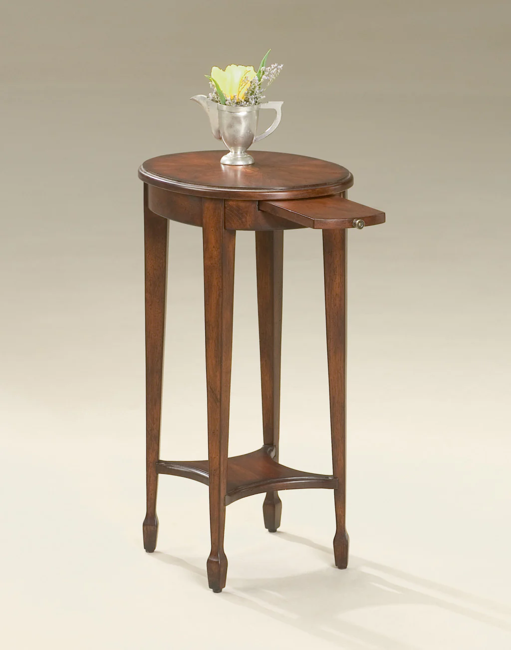 26" Dark Brown And Cherry Manufactured Wood Oval End Table With Shelf By Homeroots - Image 2