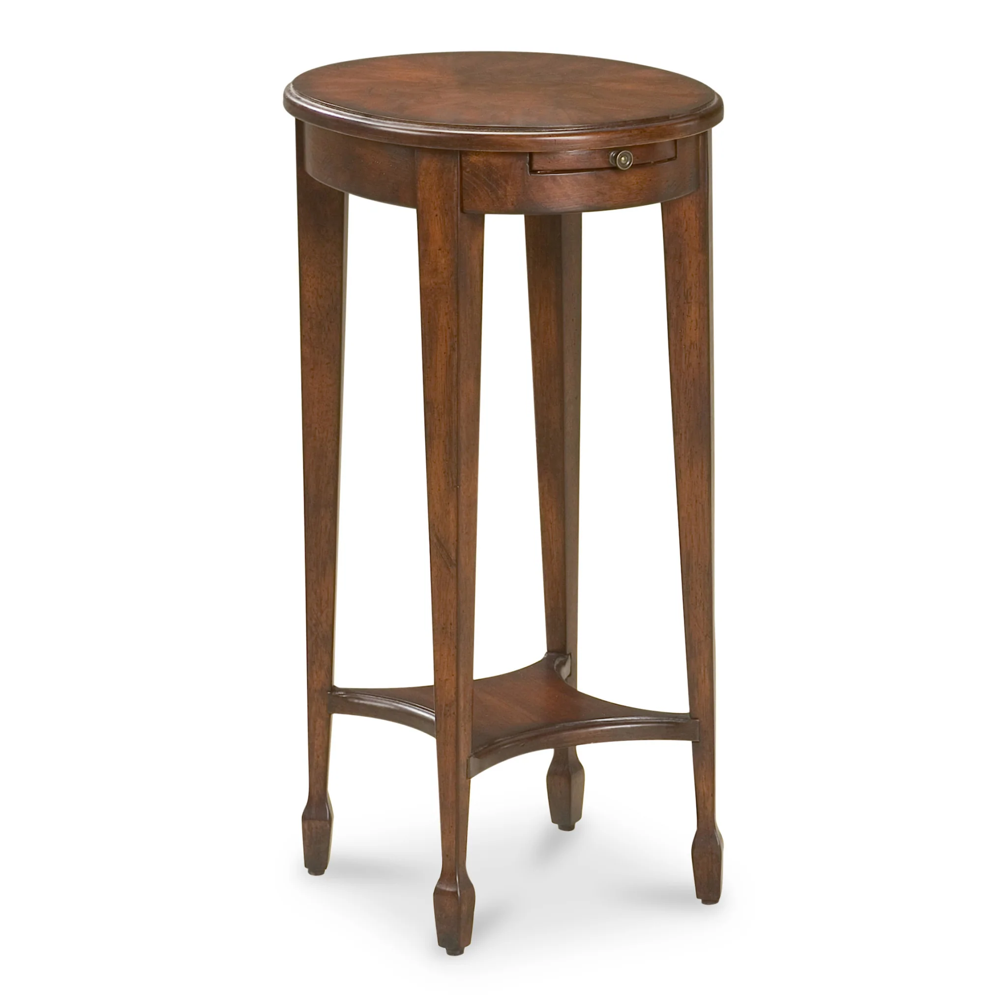26" Dark Brown And Cherry Manufactured Wood Oval End Table With Shelf By Homeroots - Image 3