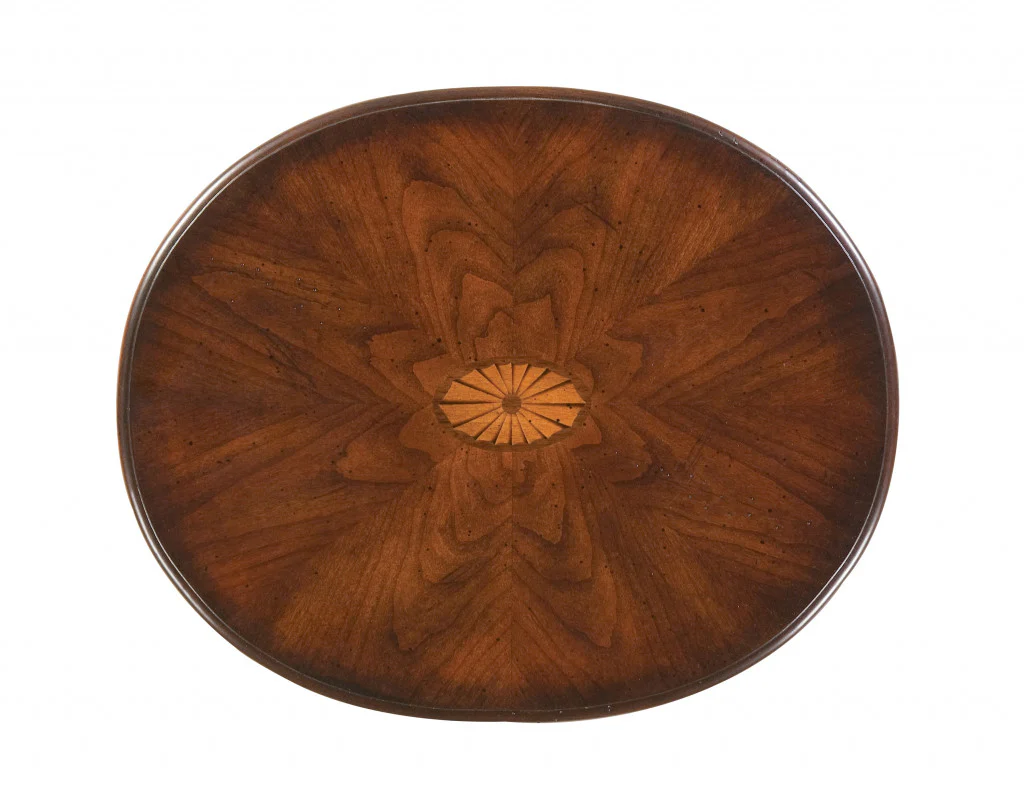 26" Dark Brown And Cherry Manufactured Wood Oval End Table With Shelf By Homeroots - Image 4