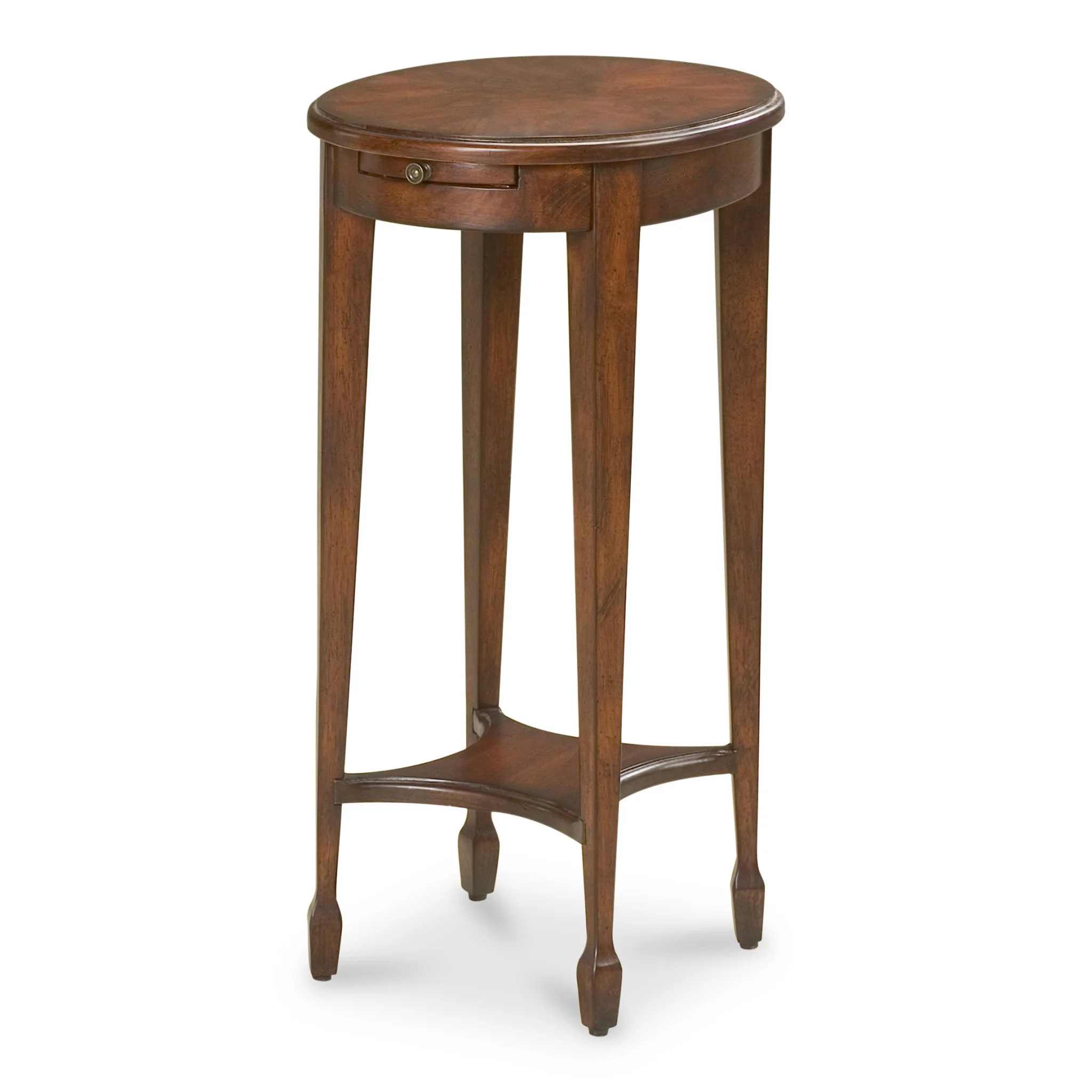 26" Dark Brown And Cherry Manufactured Wood Oval End Table With Shelf By Homeroots - Image 5
