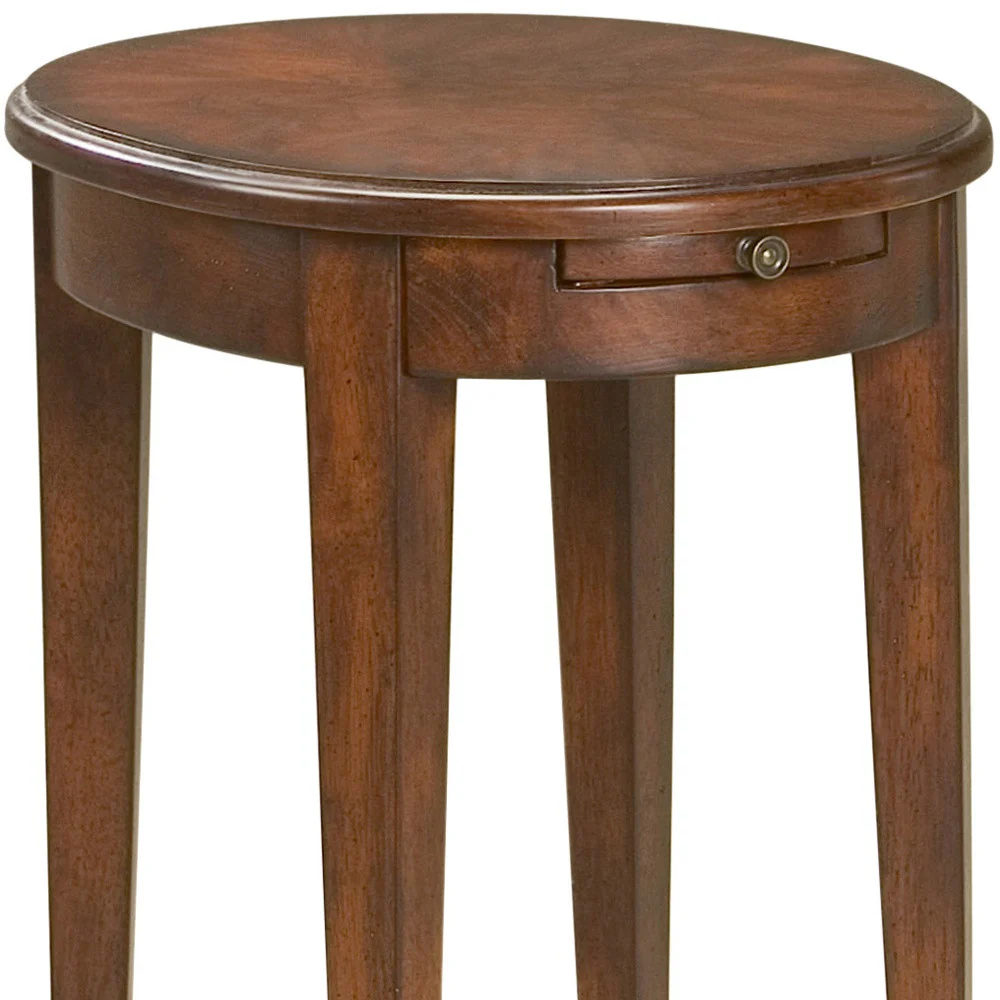 26" Dark Brown And Cherry Manufactured Wood Oval End Table With Shelf By Homeroots - Image 6
