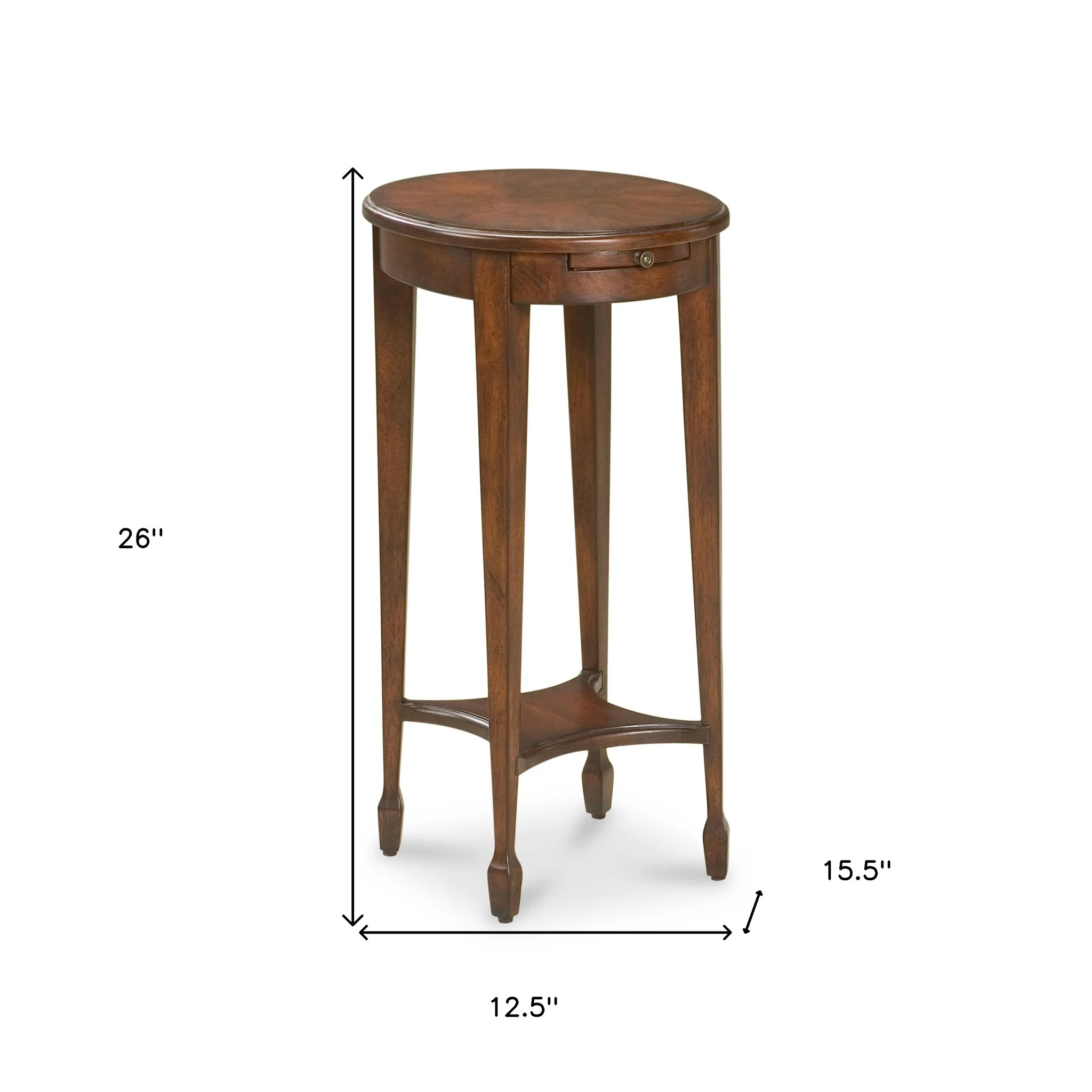 26" Dark Brown And Cherry Manufactured Wood Oval End Table With Shelf By Homeroots - Image 8