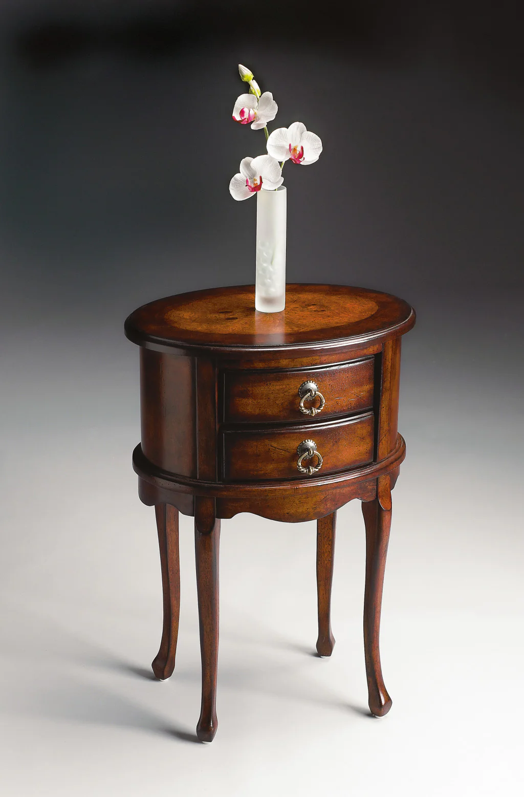 26" Dark Brown And Cherry Manufactured Wood Oval End Table With Two Drawers By Homeroots - Image 7