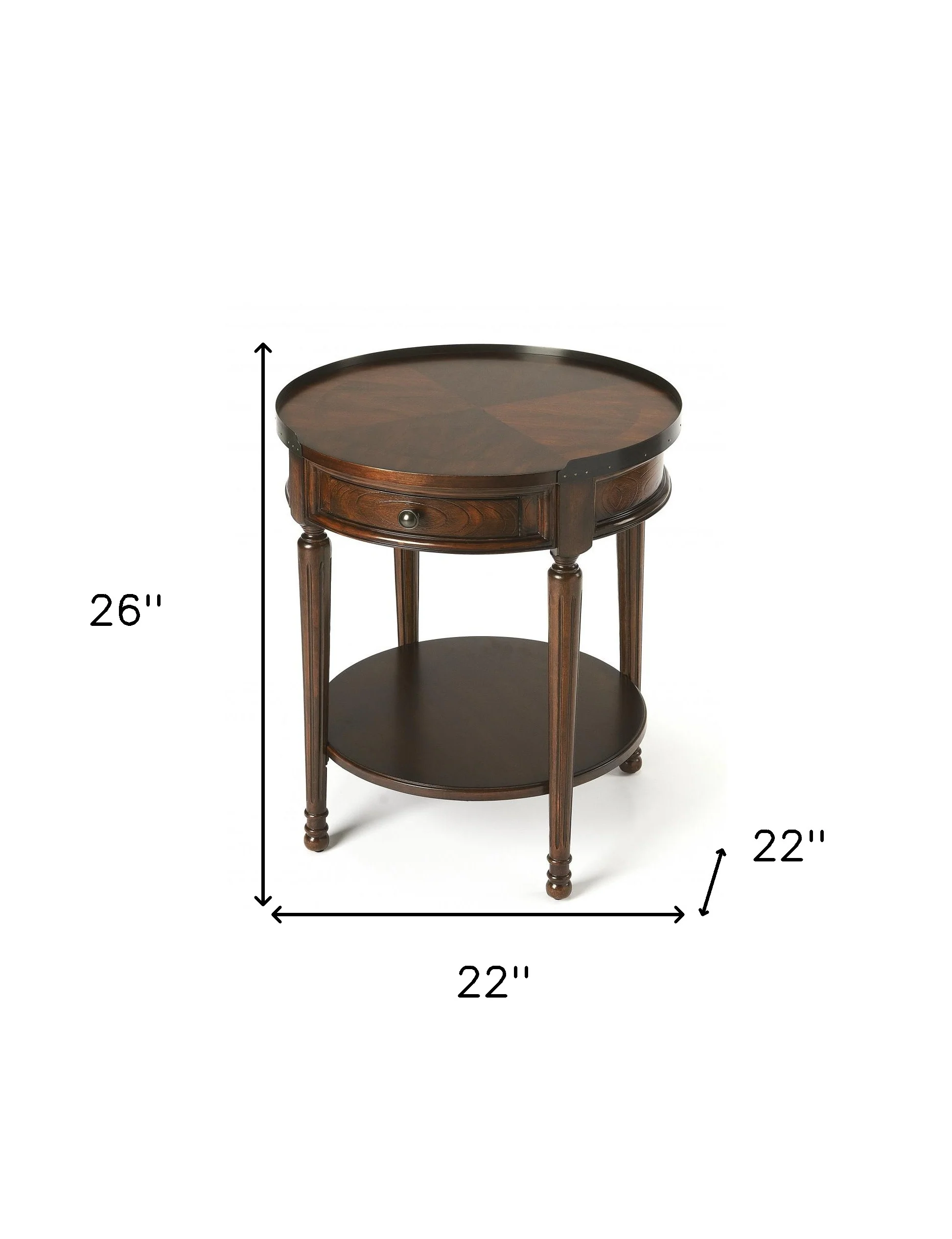 26" Dark Brown Manufactured Wood Round End Table With Drawer And Shelf By Homeroots - Image 7