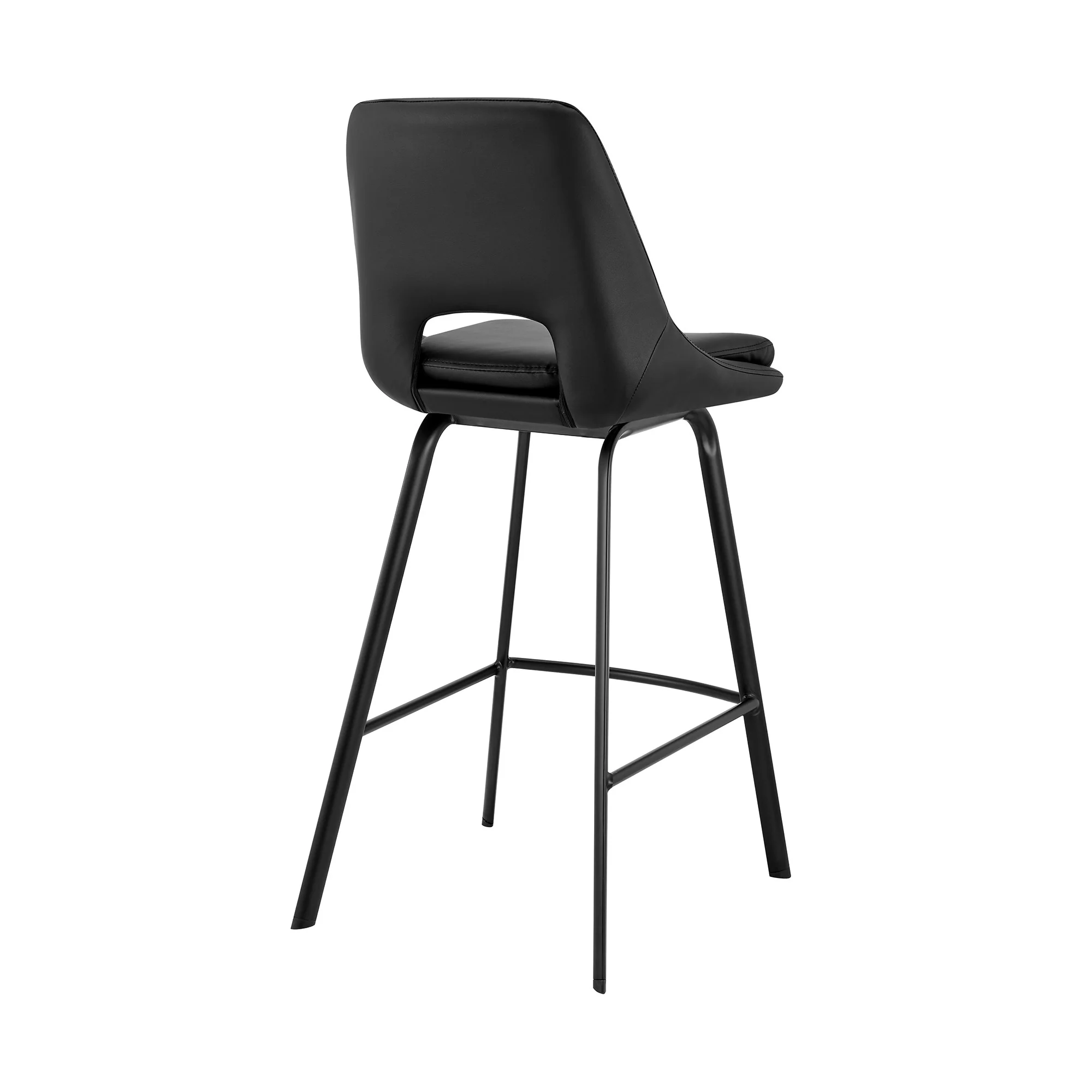 26" Elegant Black Faux Leather and Black Metal Armless Swivel Counter Stool By Homeroots - Image 5