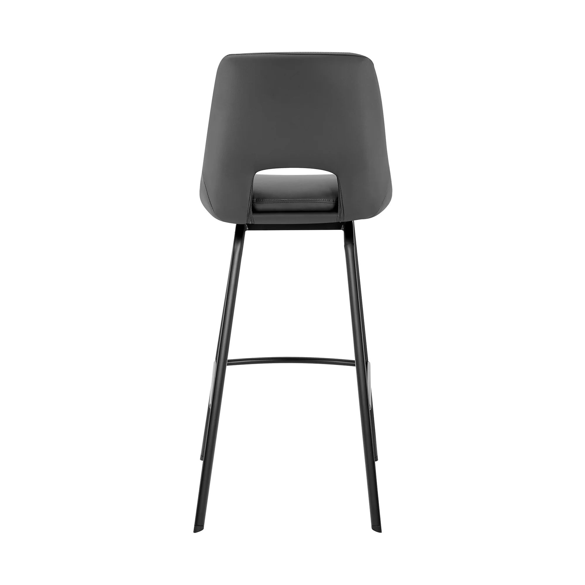 26" Elegant Grey Faux Leather and Black Metal Armless Swivel Counter Stool By Homeroots - Image 6