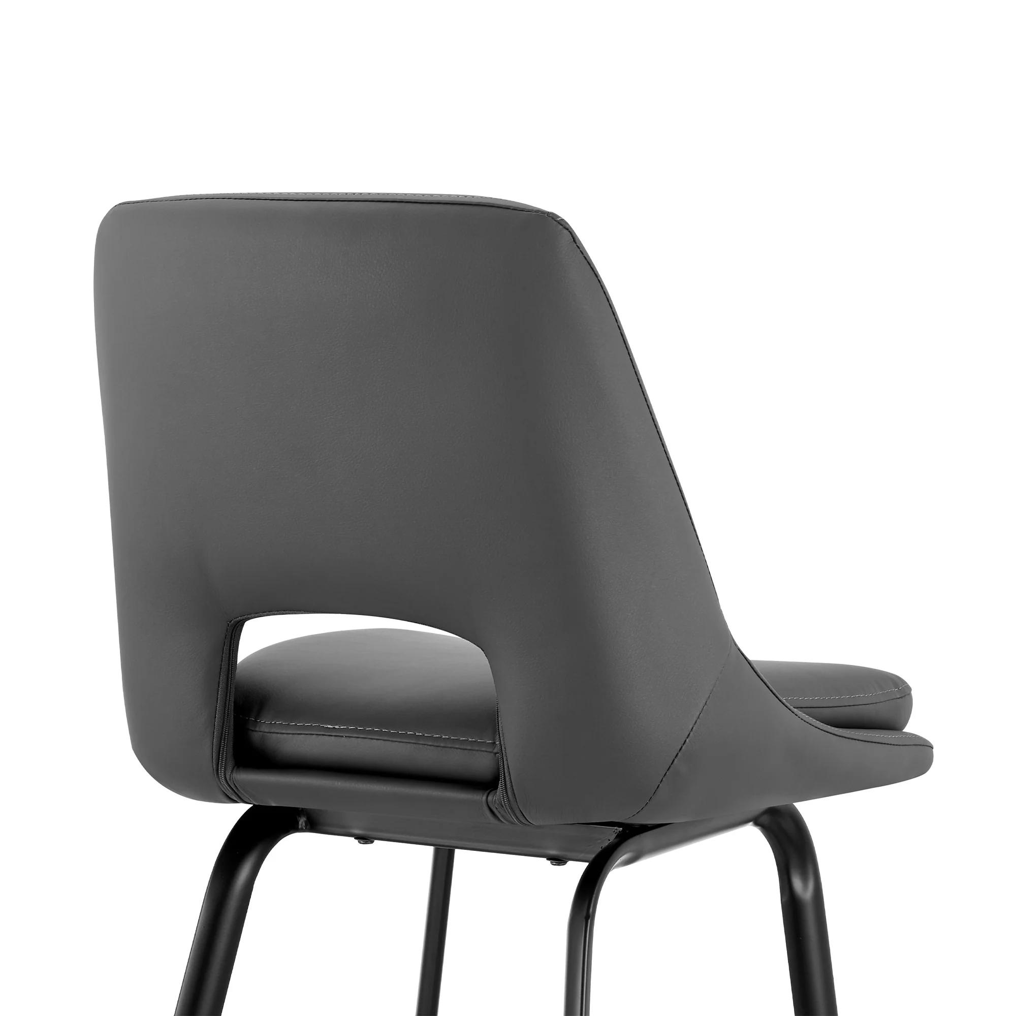 26" Elegant Grey Faux Leather and Black Metal Armless Swivel Counter Stool By Homeroots - Image 8