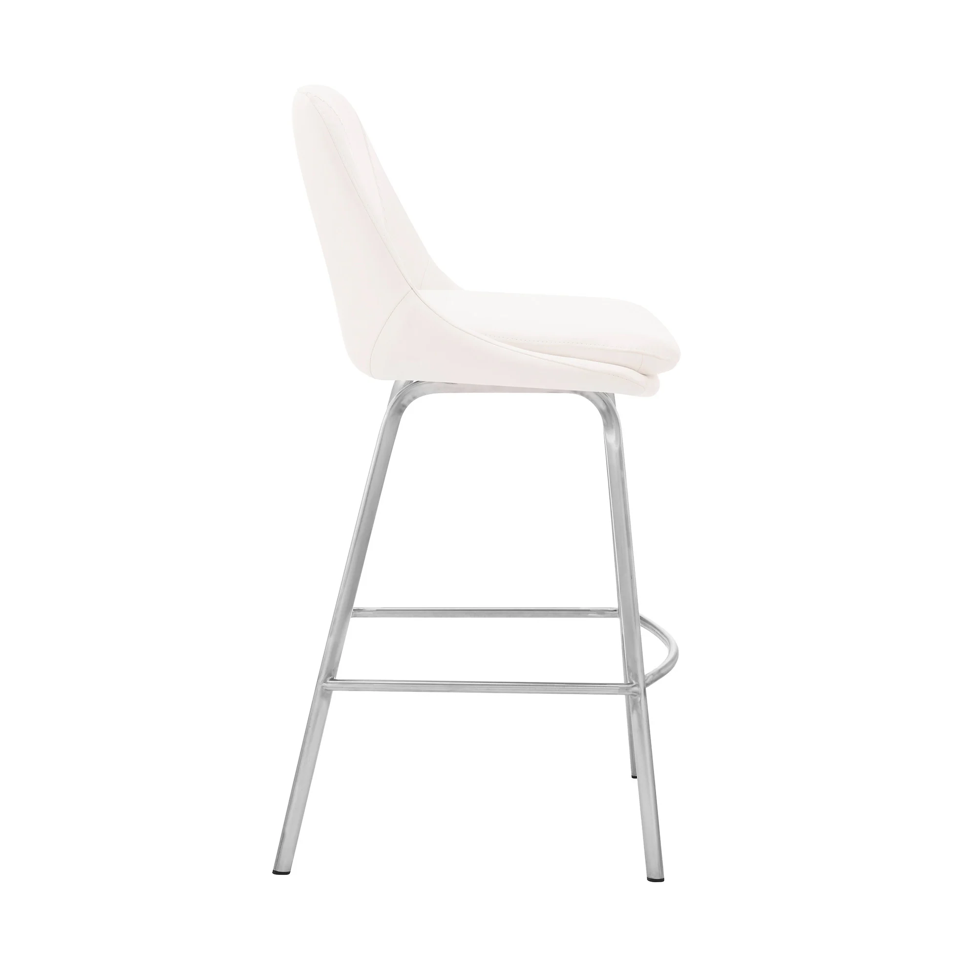 26" Elegant Grey Faux Leather Counter Stool with Stainless Steel Frame By Homeroots - Image 4