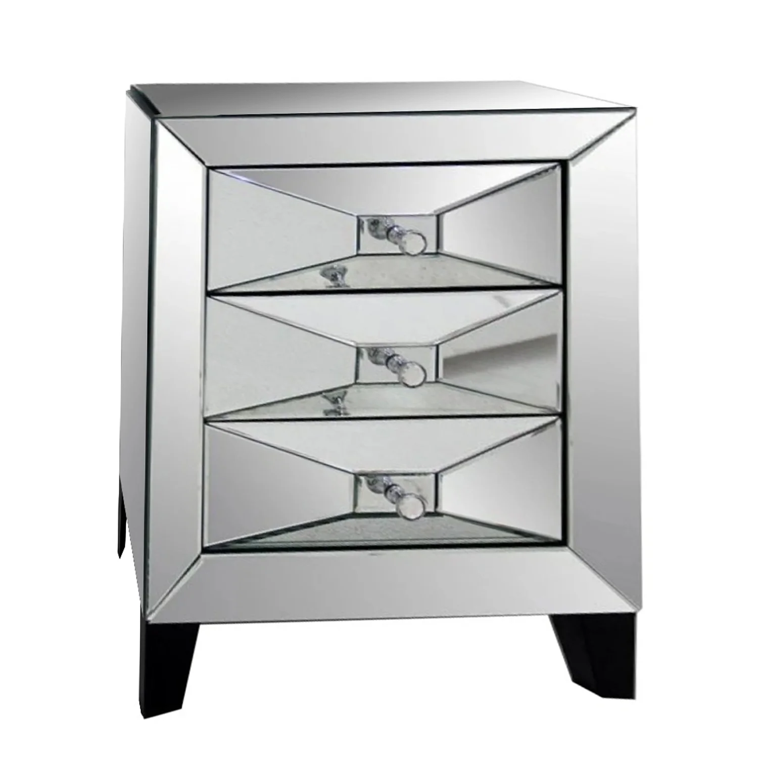 26' Glass And Mdf Bedside Table With A Mirror By Homeroots - Image 2